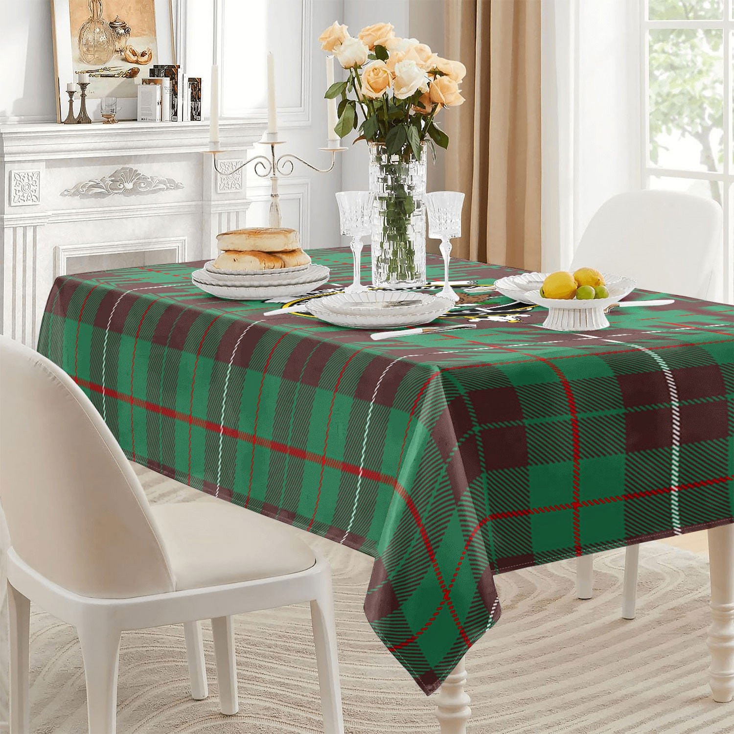 MacKinnon Hunting Ancient Tartan Crest Tablecloth