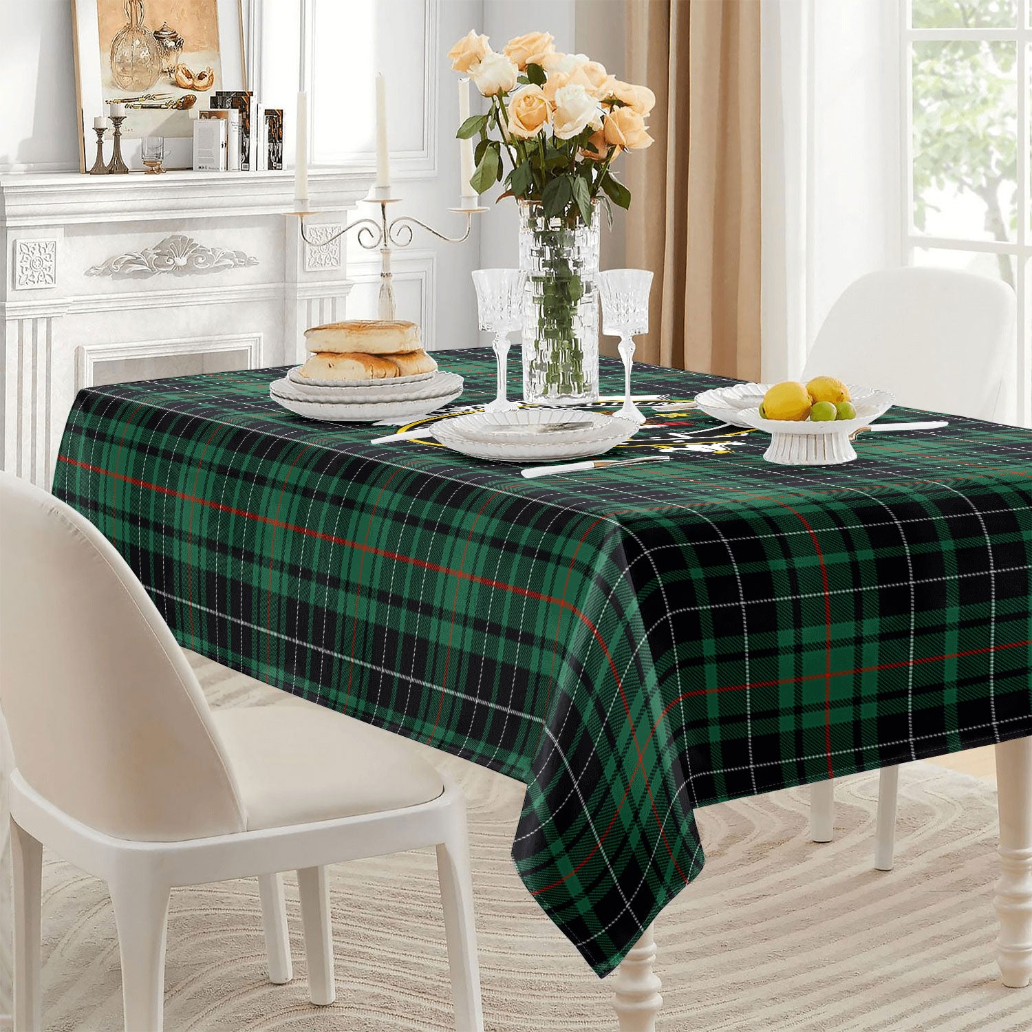 McAulay Hunting Ancient Tartan Crest Tablecloth