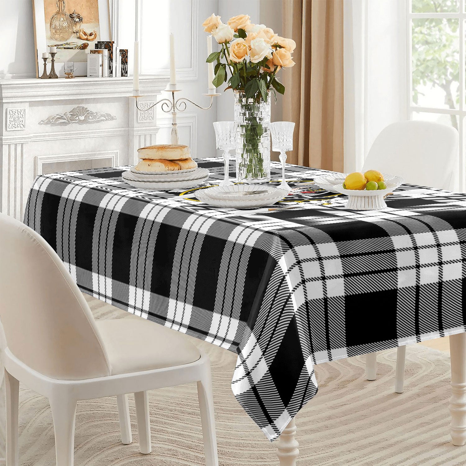 McFarlane Black - White Tartan Crest Tablecloth