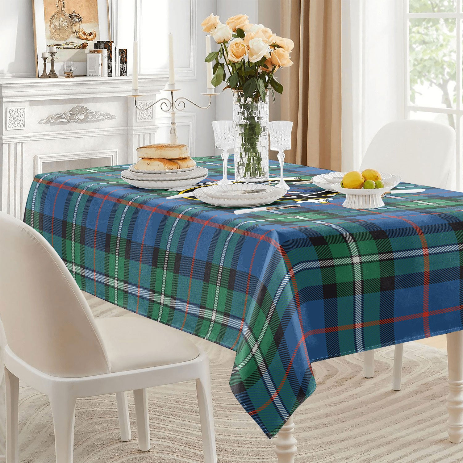 McPhail Hunting Ancient Tartan Crest Tablecloth