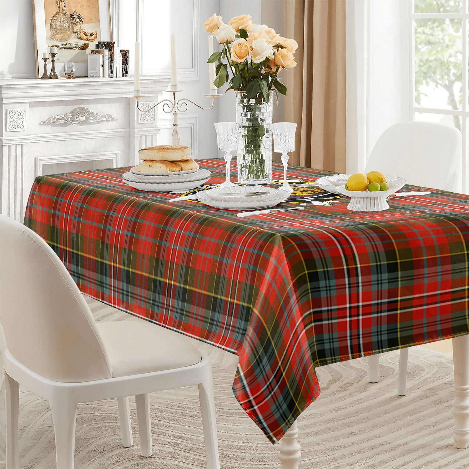 McPherson Weathered Tartan Crest Tablecloth