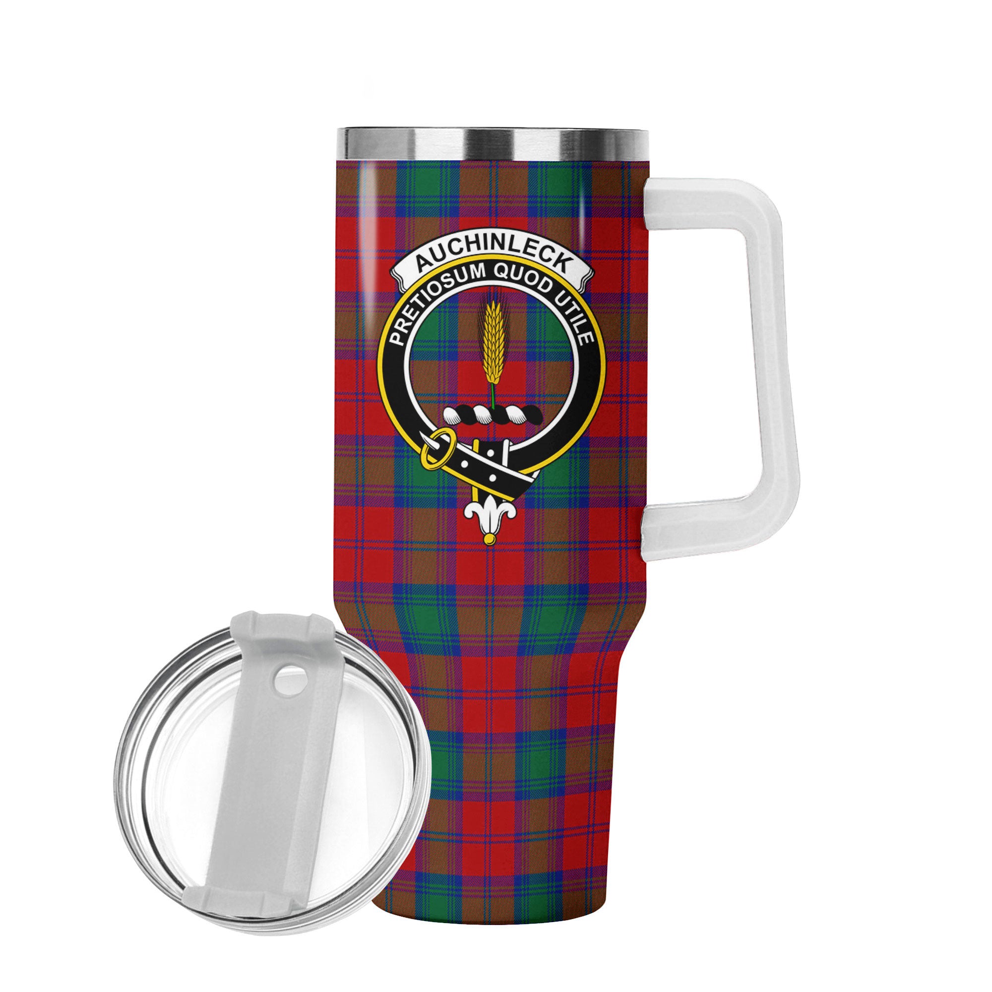 Auchinleck Tartan Crest 40 oz Insulated Tumbler with Handle