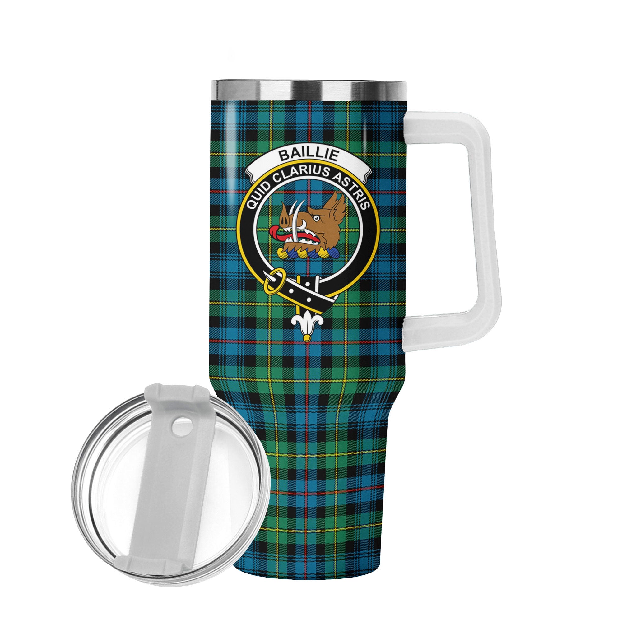 Baillie Ancient Tartan Crest 40 oz Insulated Tumbler with Handle