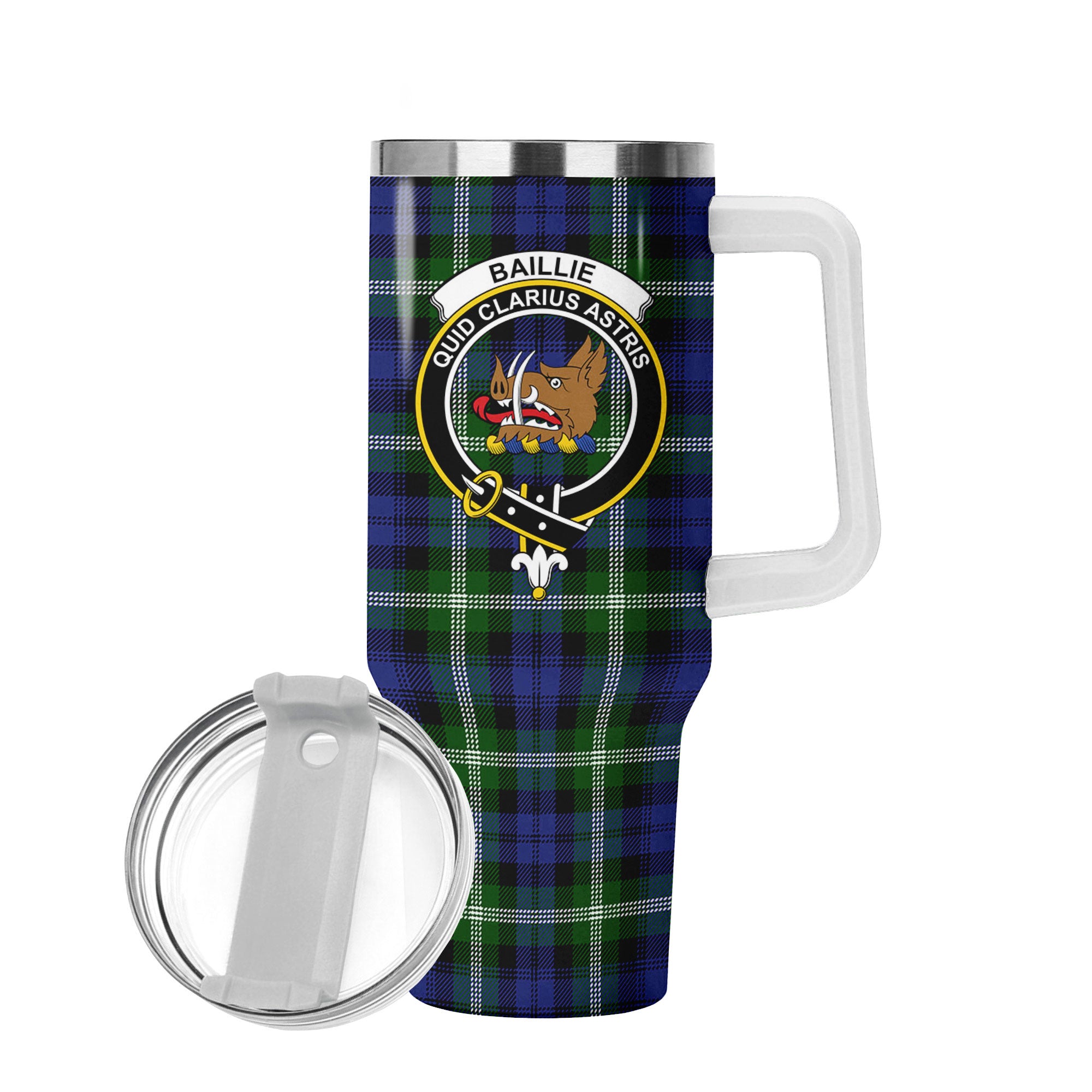 Baillie Modern Tartan Crest 40 oz Insulated Tumbler with Handle