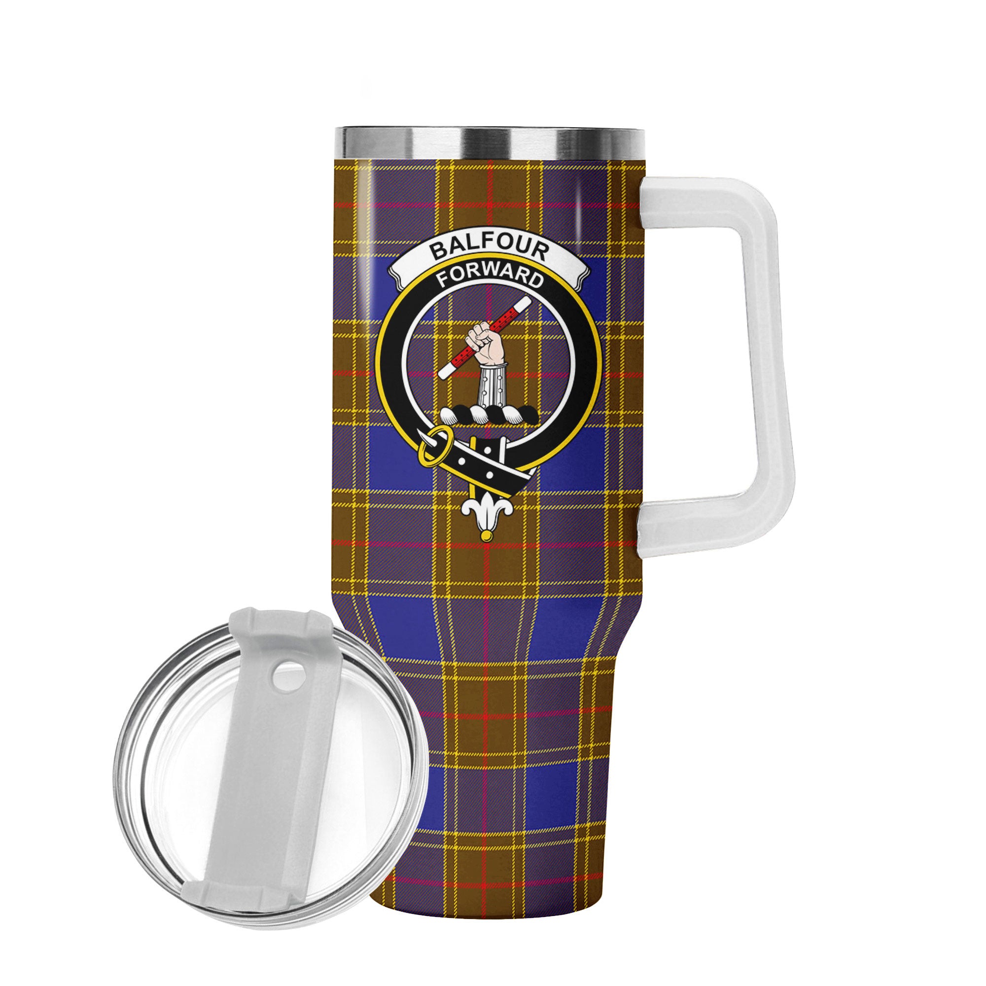 Balfour Modern Tartan Crest 40 oz Insulated Tumbler with Handle