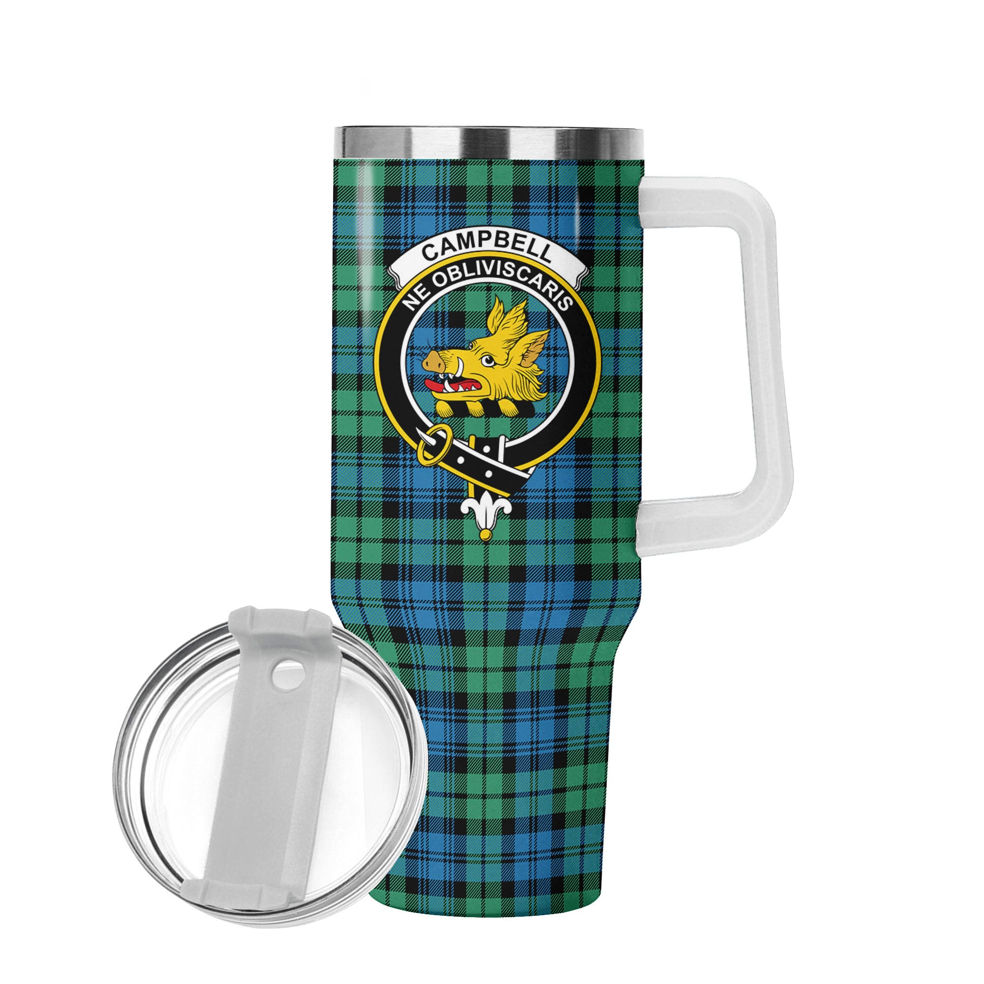 Campbell Ancient 01 Tartan Crest 40 oz Insulated Tumbler with Handle
