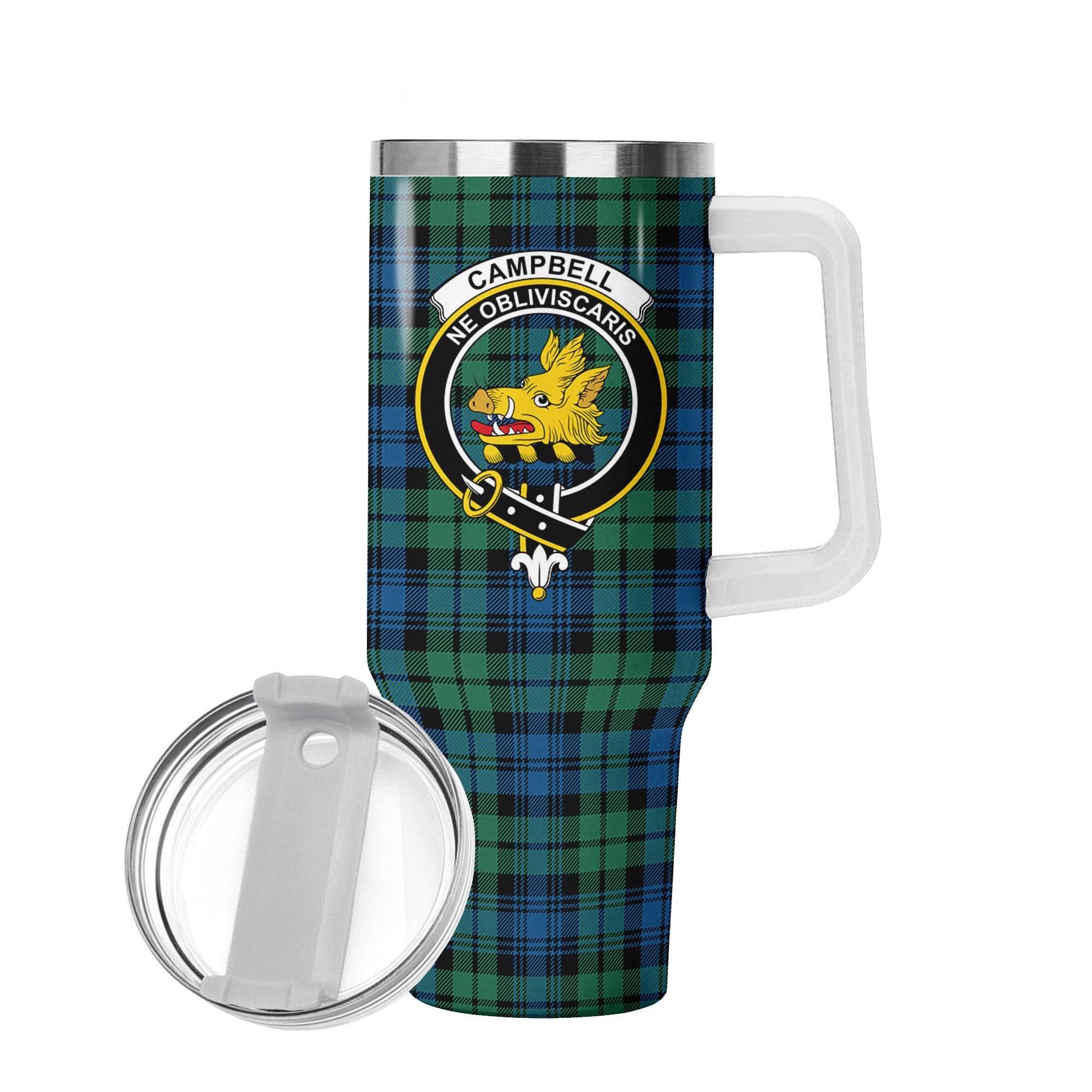 Campbell Ancient 02 Tartan Crest 40 oz Insulated Tumbler with Handle