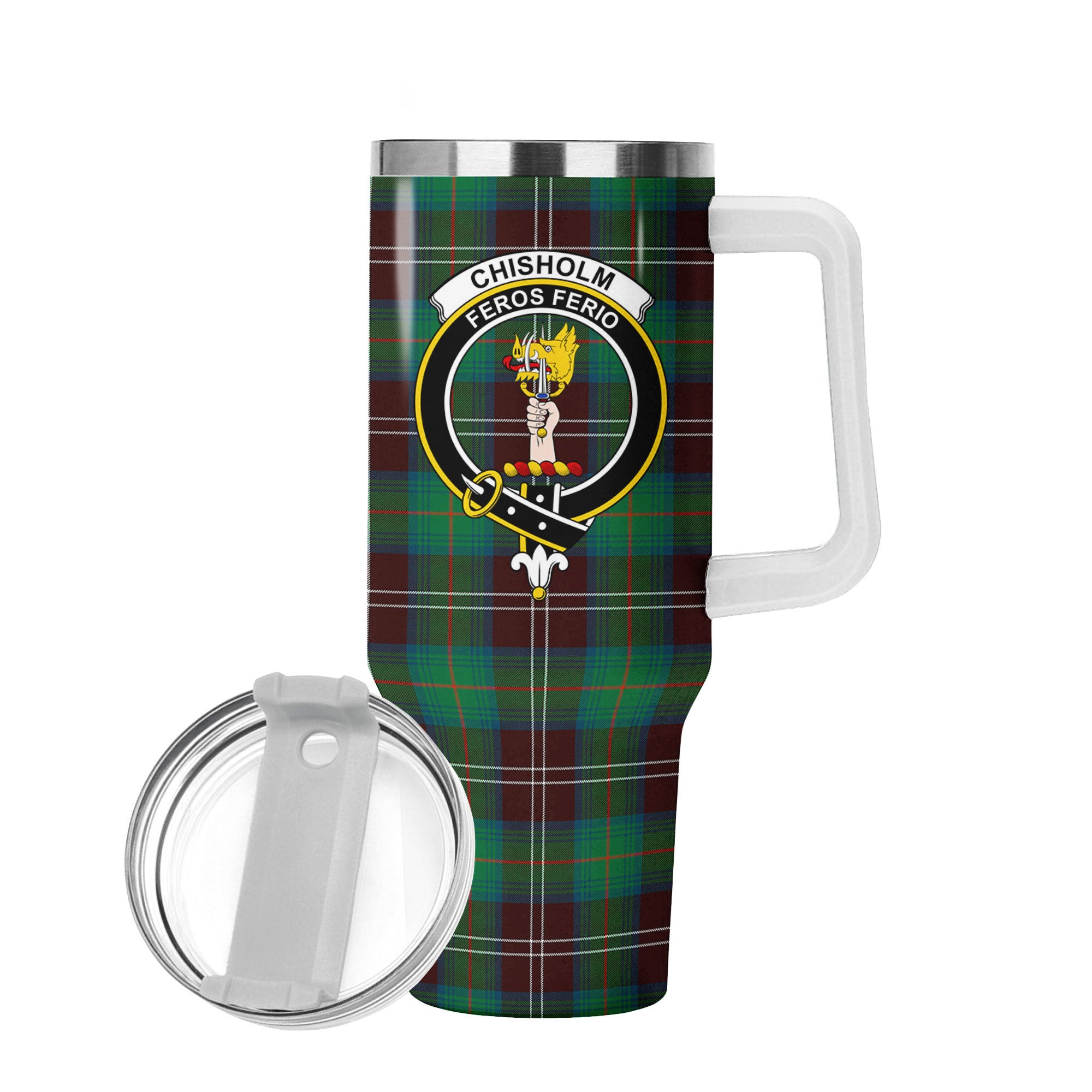 Chisholm Hunting Ancient Tartan Crest 40 oz Insulated Tumbler with Handle