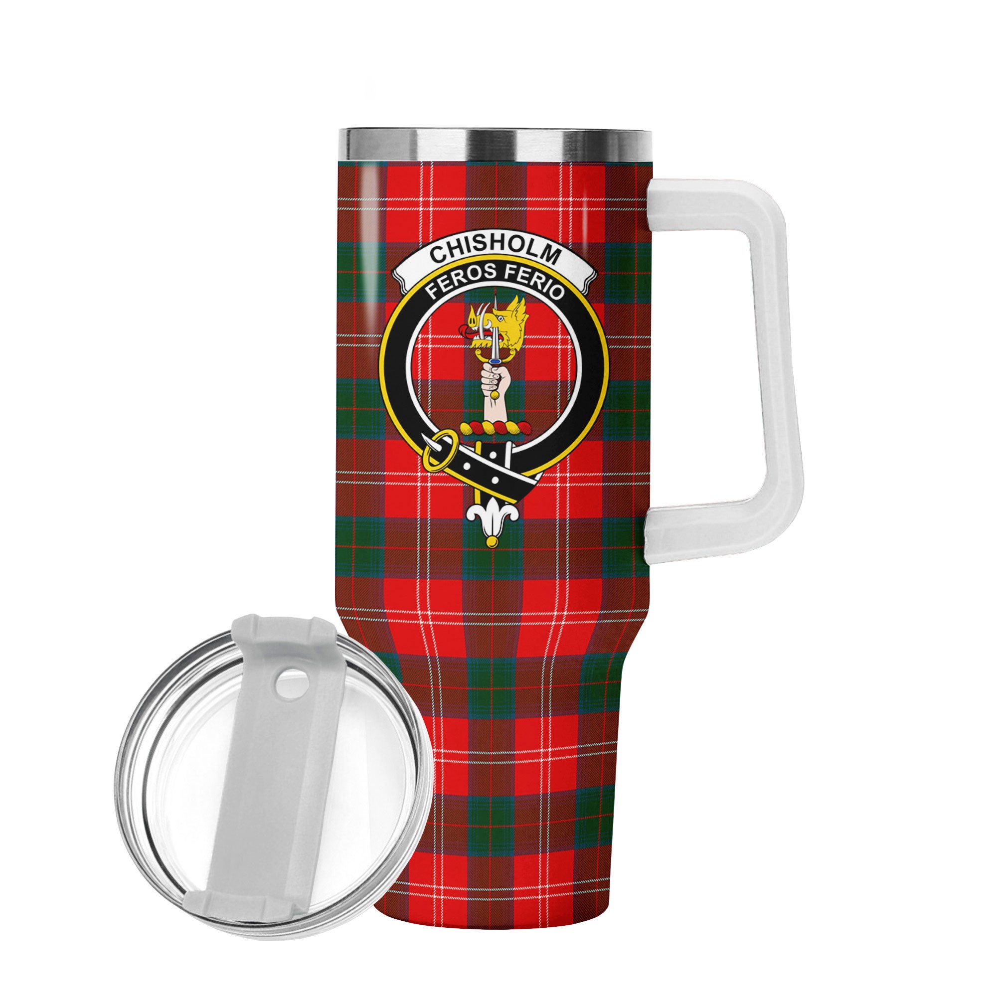 Chisholm Modern Tartan Crest 40 oz Insulated Tumbler with Handle