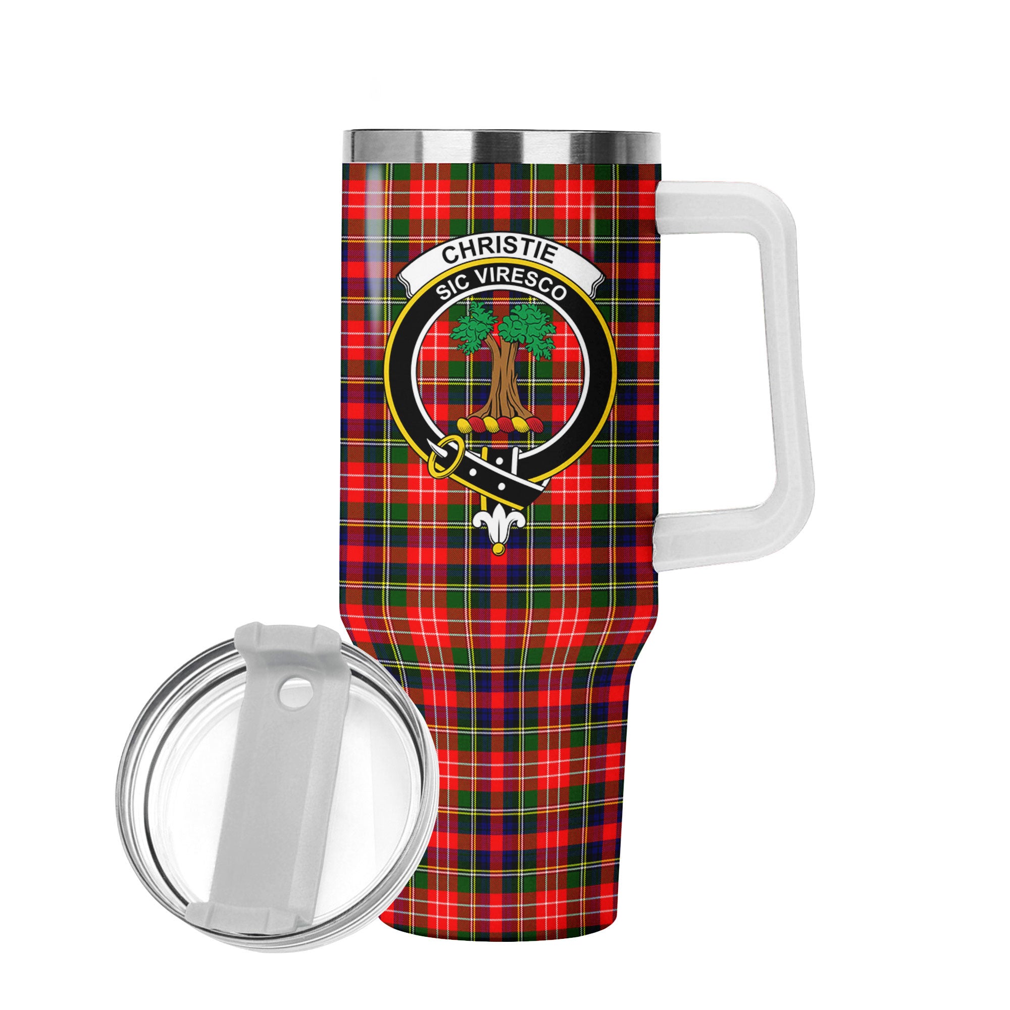 Christie Tartan Crest 40 oz Insulated Tumbler with Handle