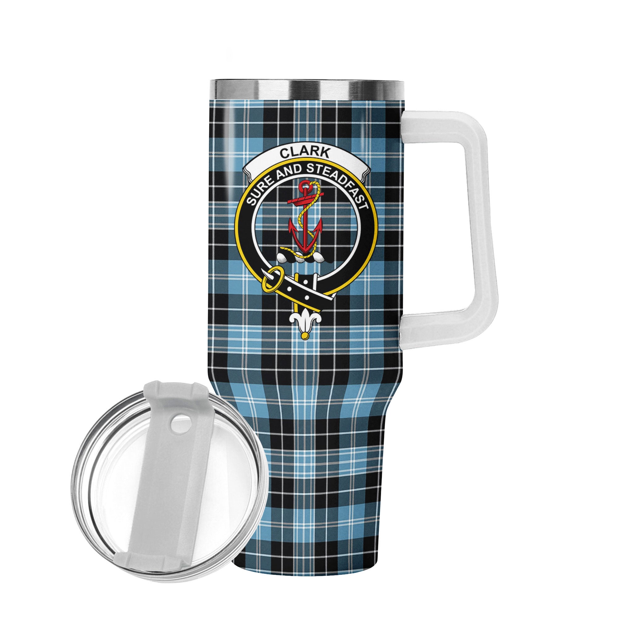 Clark Ancient Tartan Crest 40 oz Insulated Tumbler with Handle