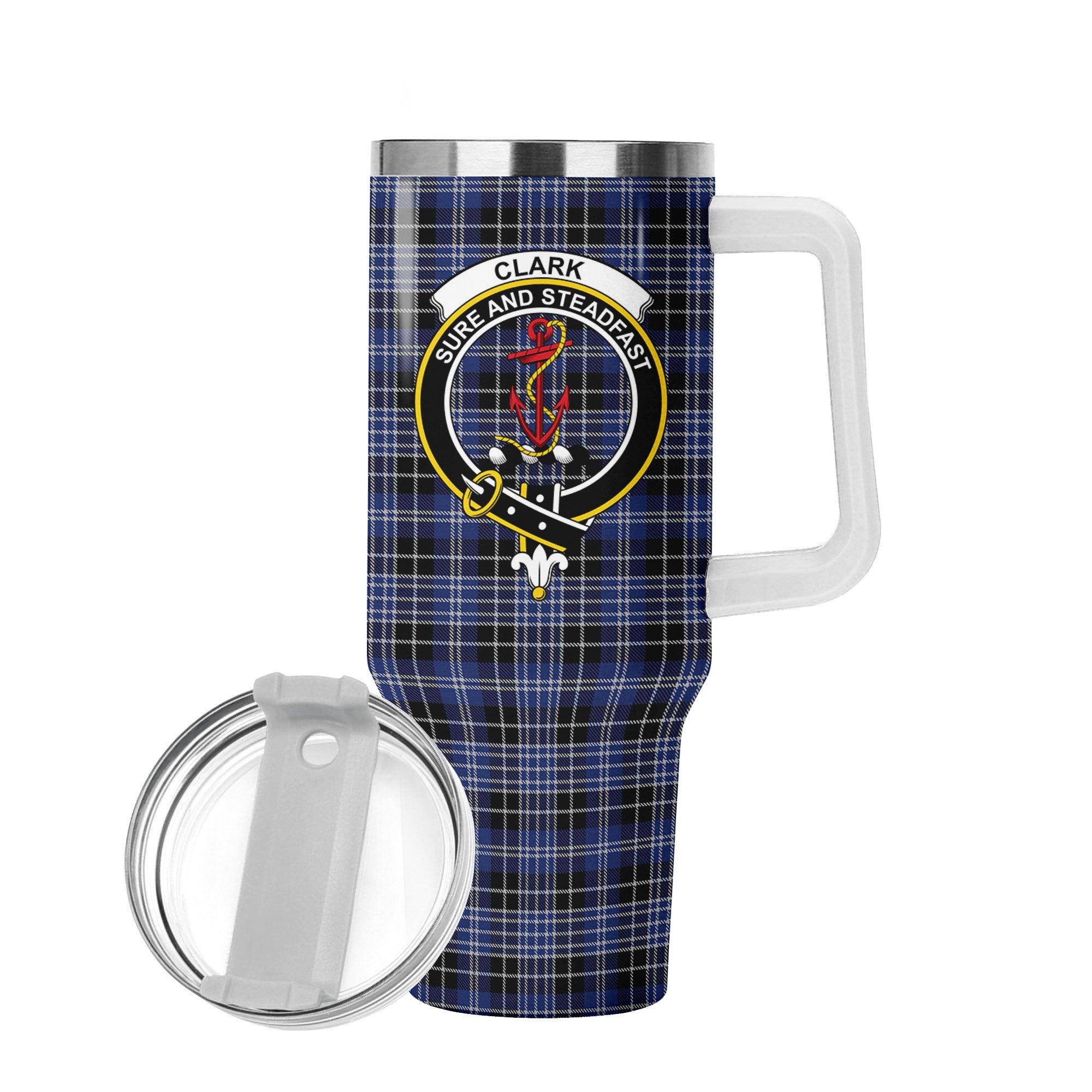 Clark Modern Tartan Crest 40 oz Insulated Tumbler with Handle