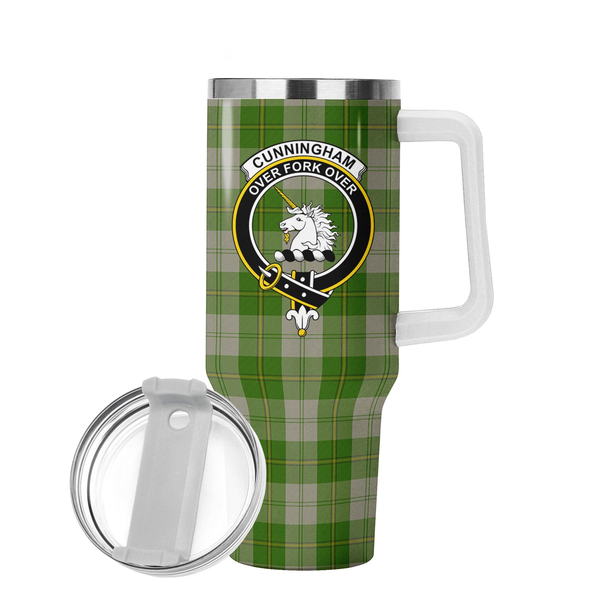 Cunningham Dress Green Dancers Tartan Crest 40 oz Insulated Tumbler with Handle