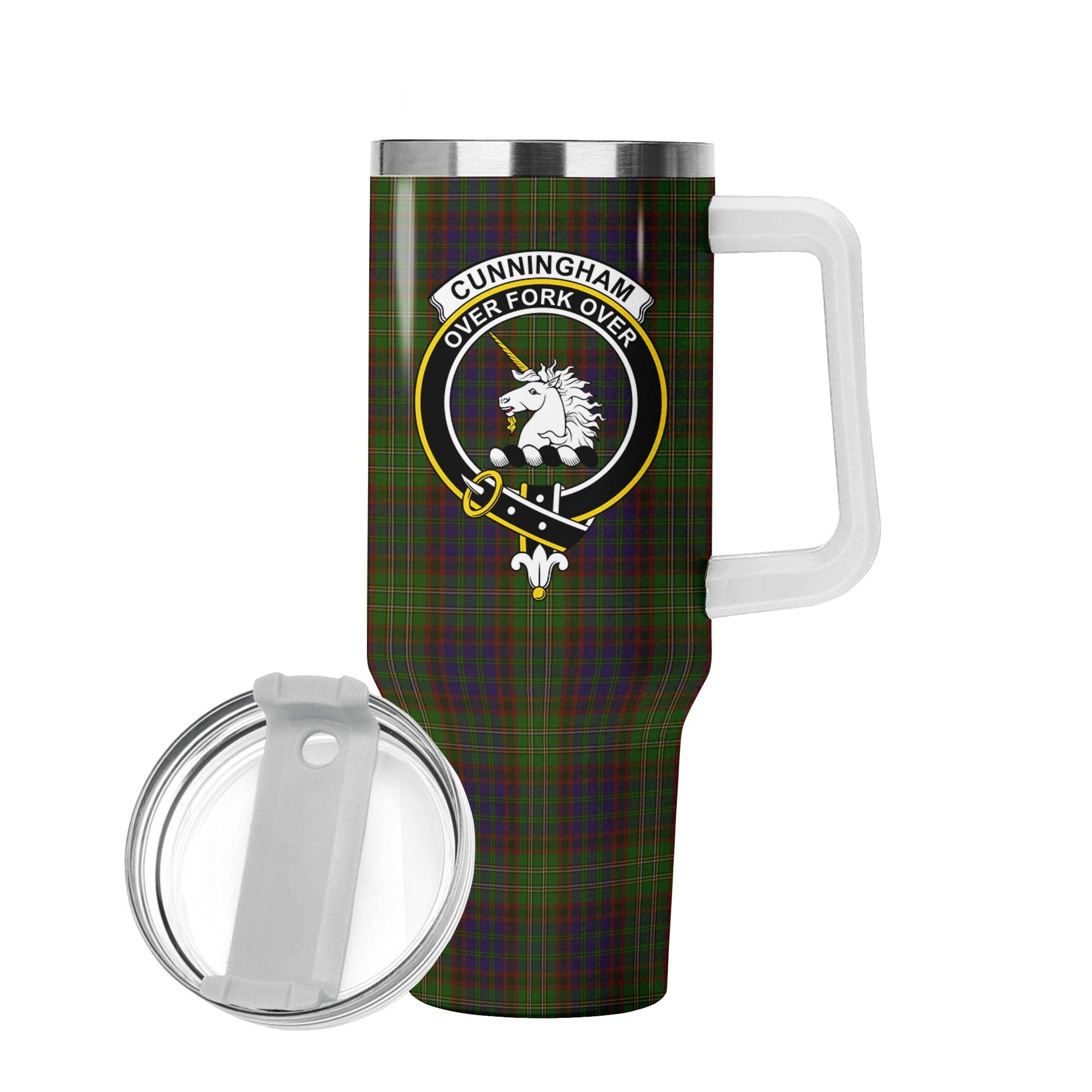Cunningham Hunting Modern Tartan Crest 40 oz Insulated Tumbler with Handle