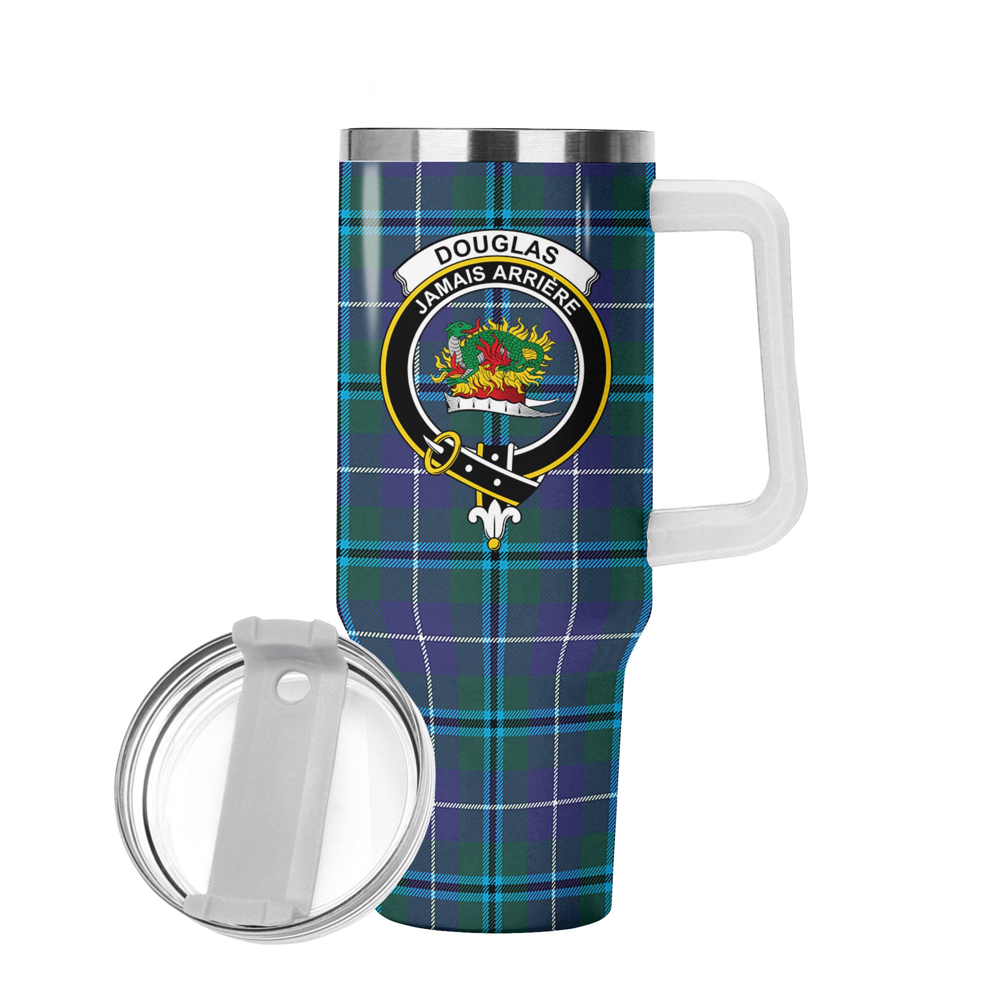 Douglas Modern Tartan Crest 40 oz Insulated Tumbler with Handle