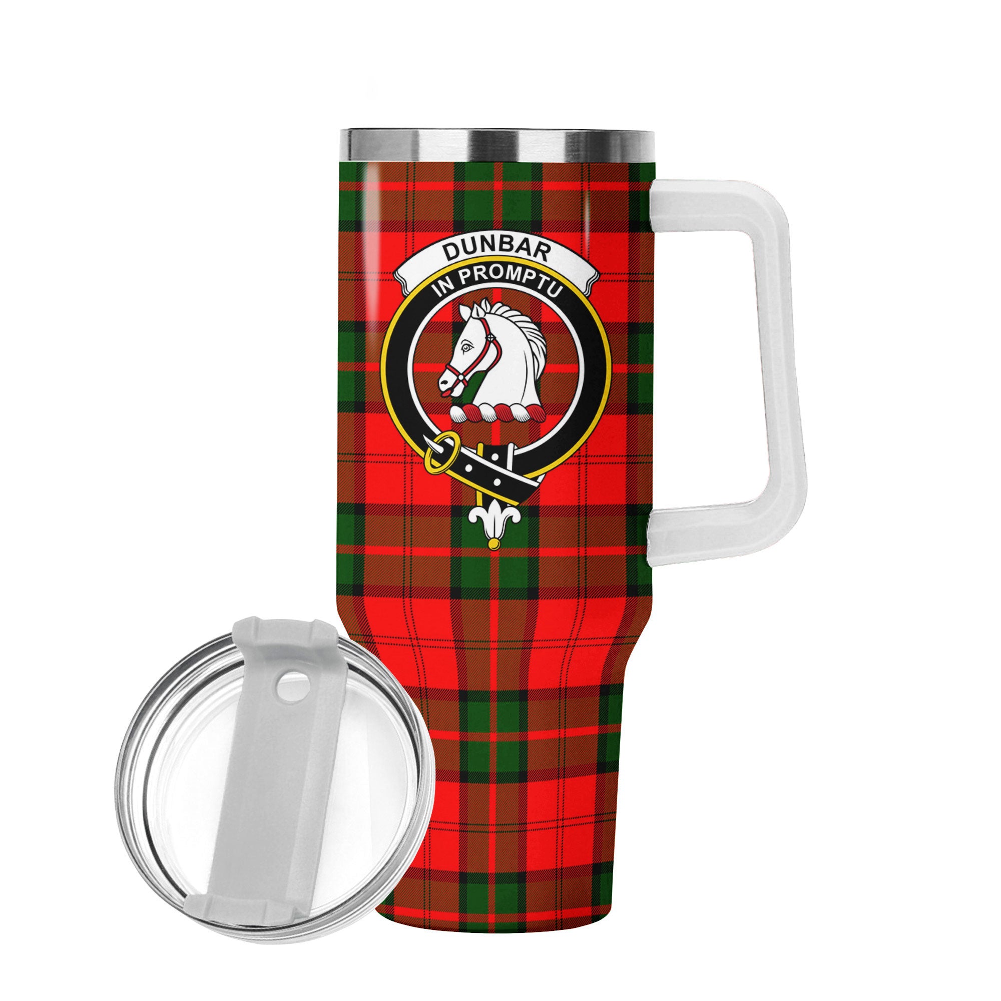 Dunbar Modern Tartan Crest 40 oz Insulated Tumbler with Handle