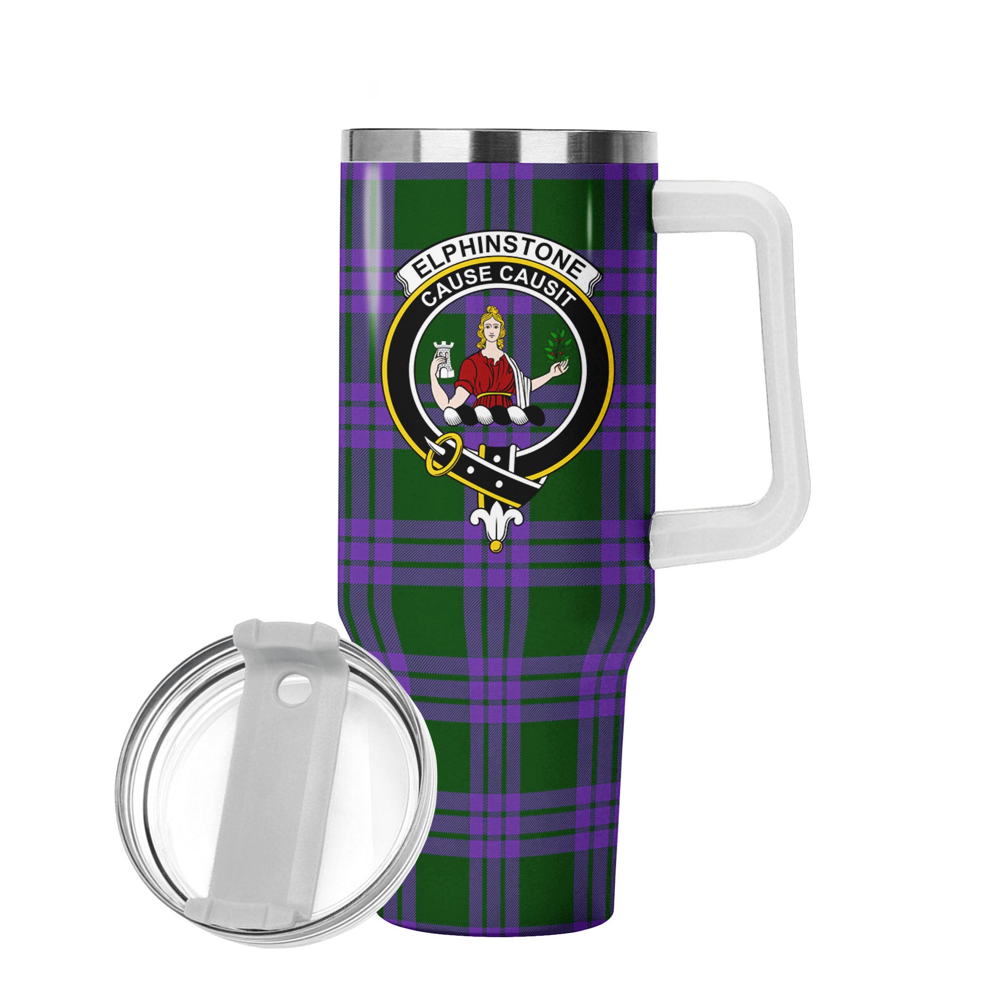 Elphinstone Tartan Crest 40 oz Insulated Tumbler with Handle