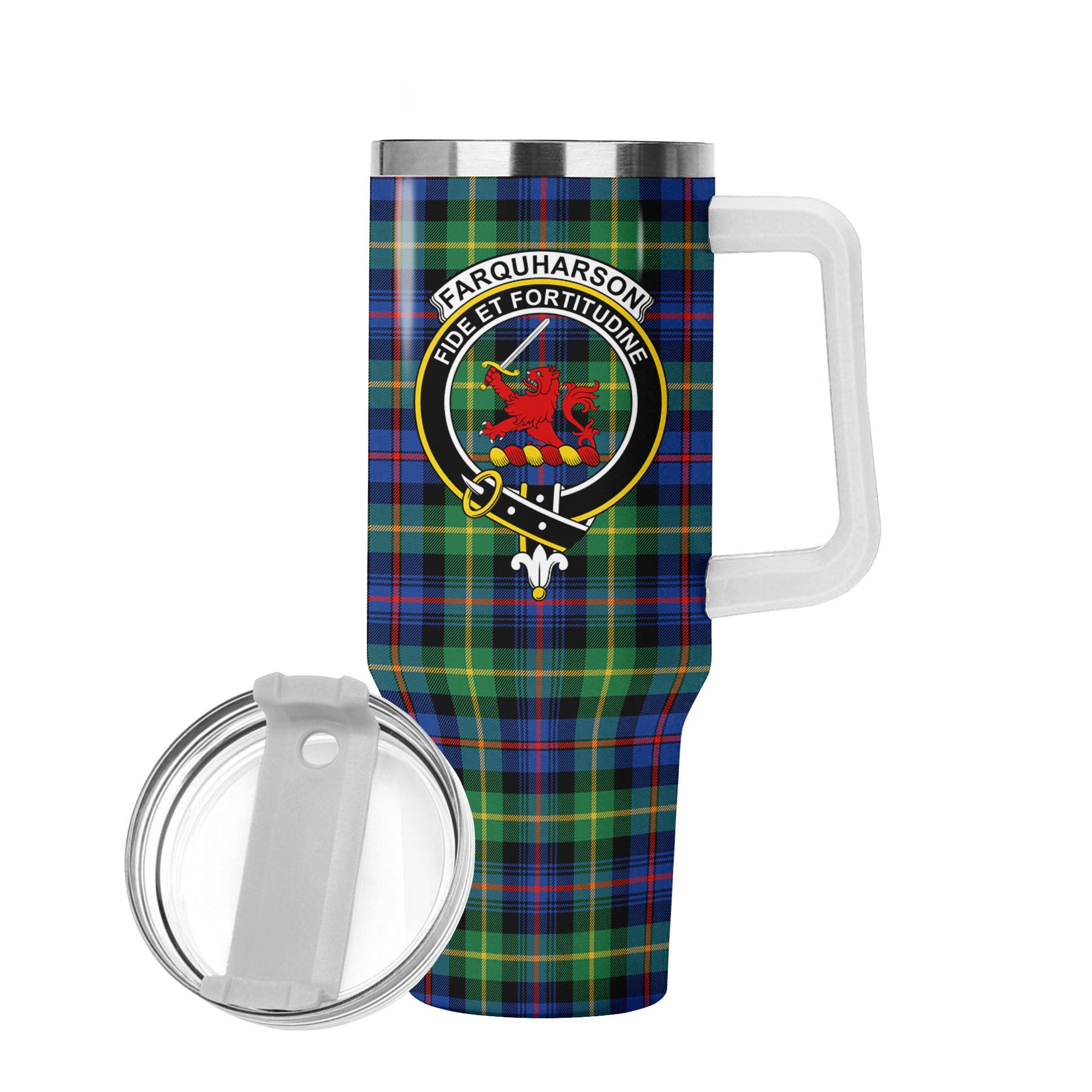 Farquharson Ancient Tartan Crest 40 oz Insulated Tumbler with Handle