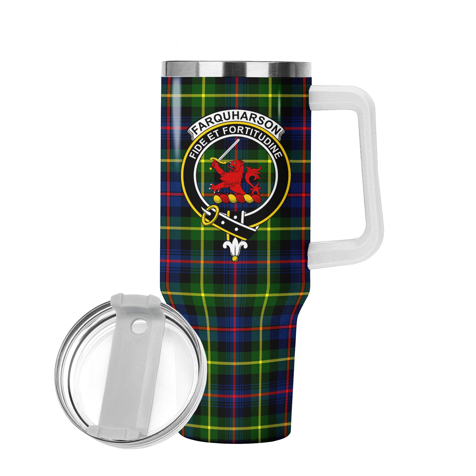 Farquharson Modern Tartan Crest 40 oz Insulated Tumbler with Handle