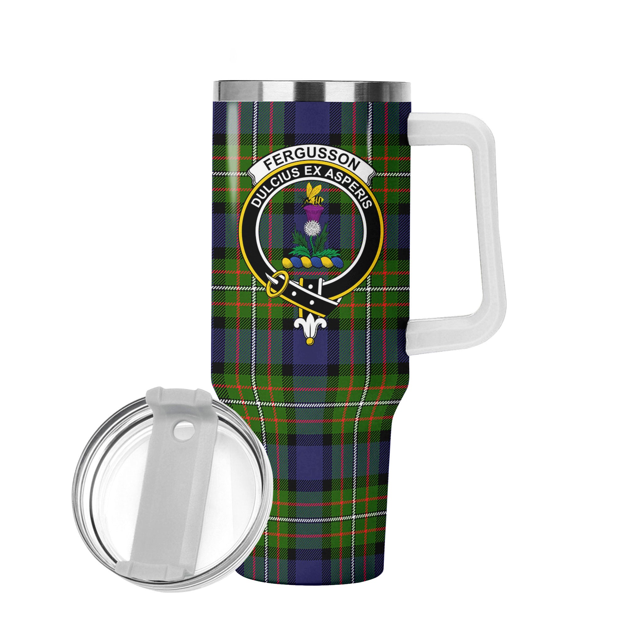Fergusson Modern Tartan Crest 40 oz Insulated Tumbler with Handle