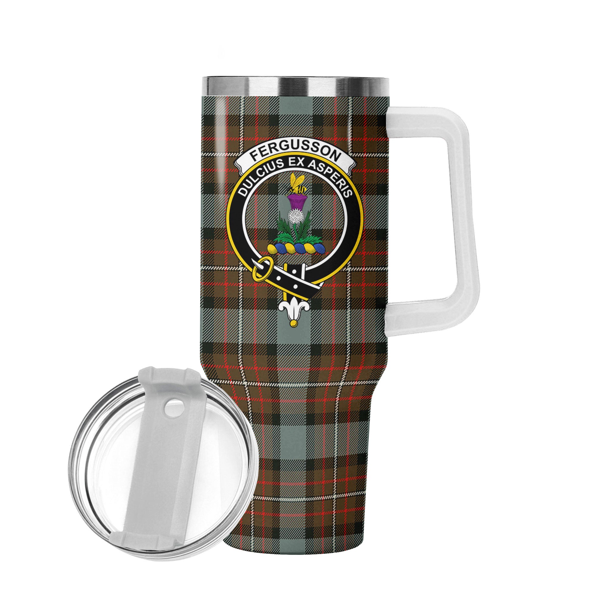 Fergusson Weathered Tartan Crest 40 oz Insulated Tumbler with Handle