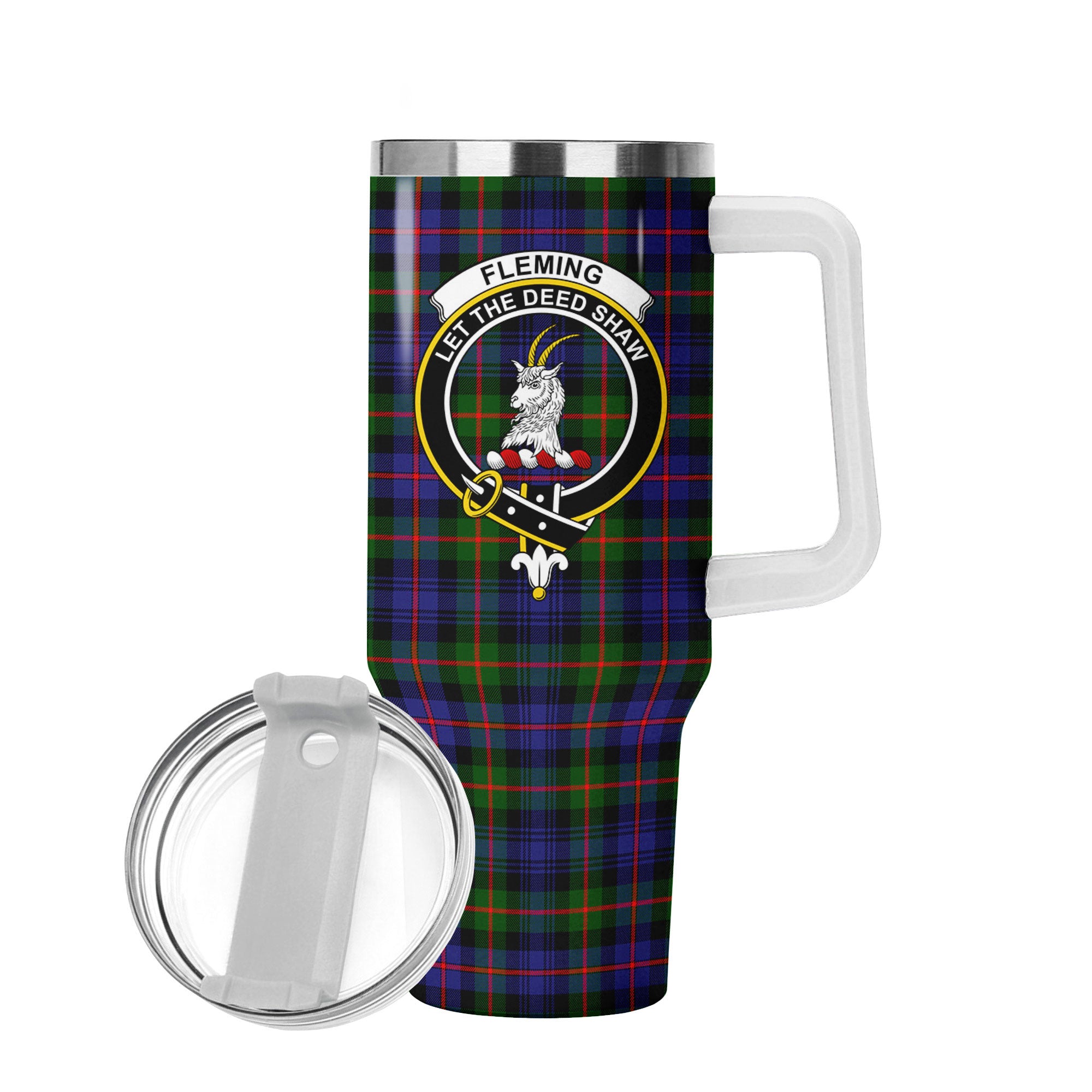 Fleming Tartan Crest 40 oz Insulated Tumbler with Handle