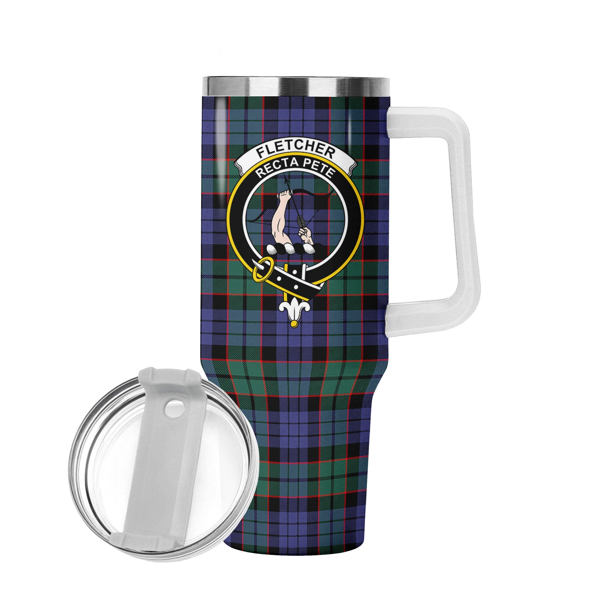 Fletcher Modern Tartan Crest 40 oz Insulated Tumbler with Handle