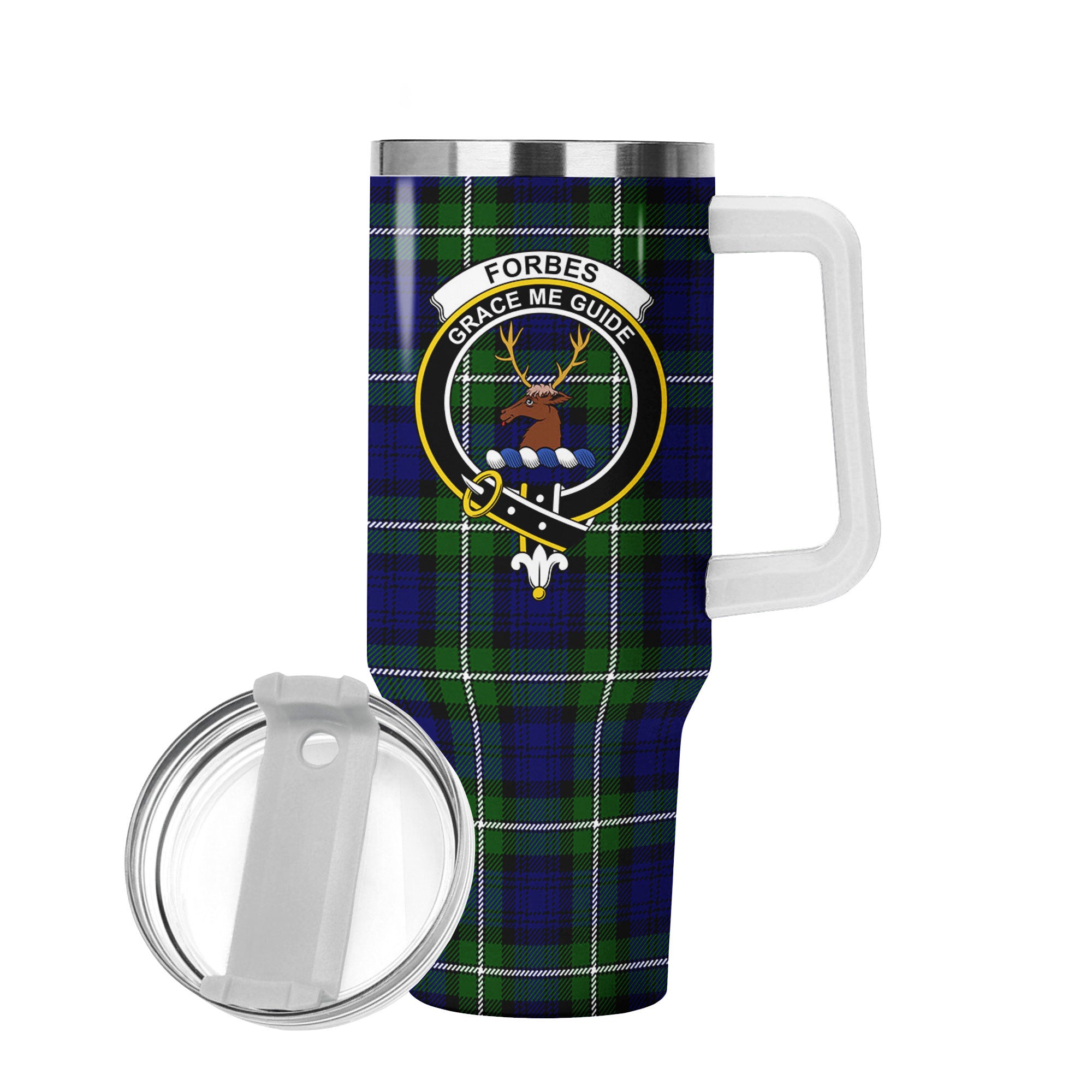 Forbes Modern Tartan Crest 40 oz Insulated Tumbler with Handle