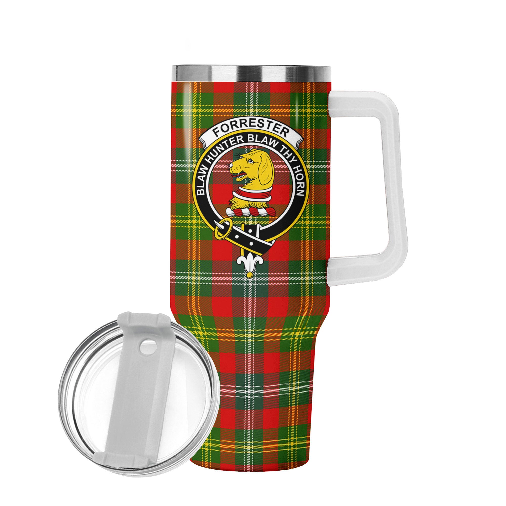 Forrester Tartan Crest 40 oz Insulated Tumbler with Handle