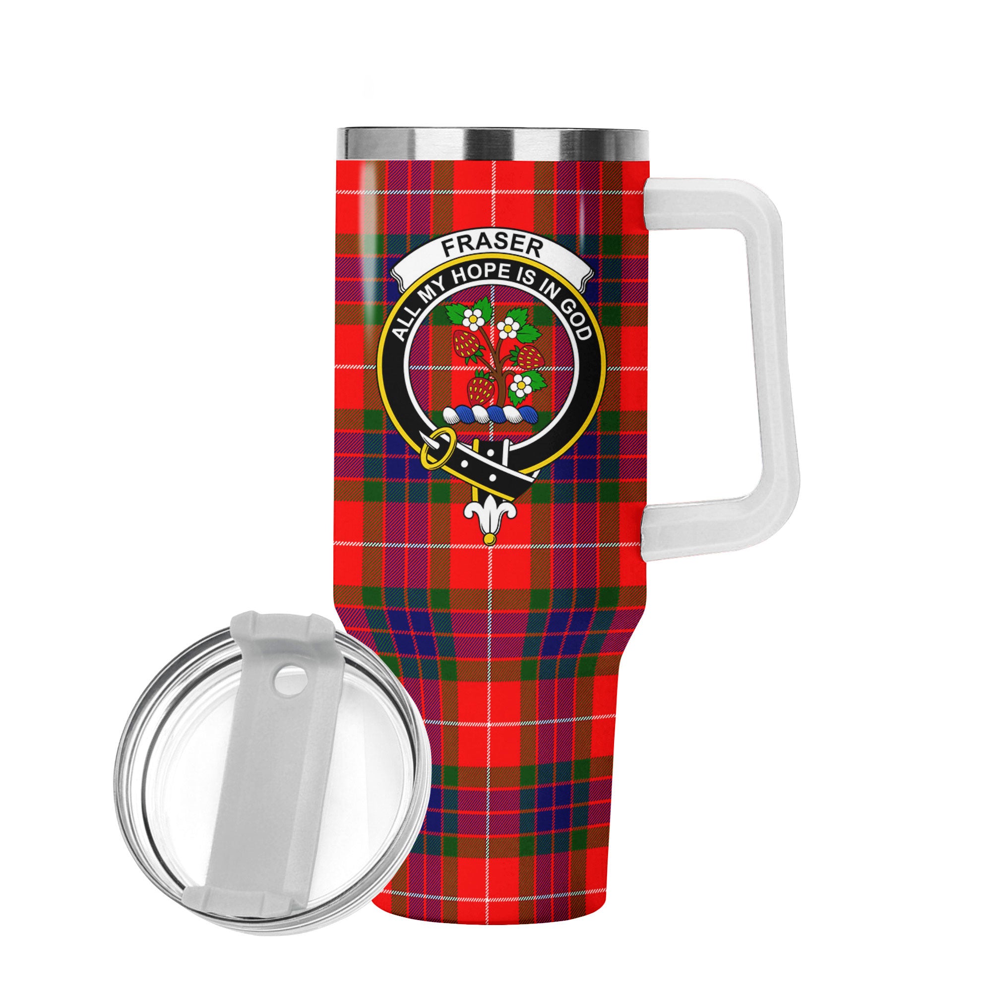 Fraser Tartan Crest 40 oz Insulated Tumbler with Handle