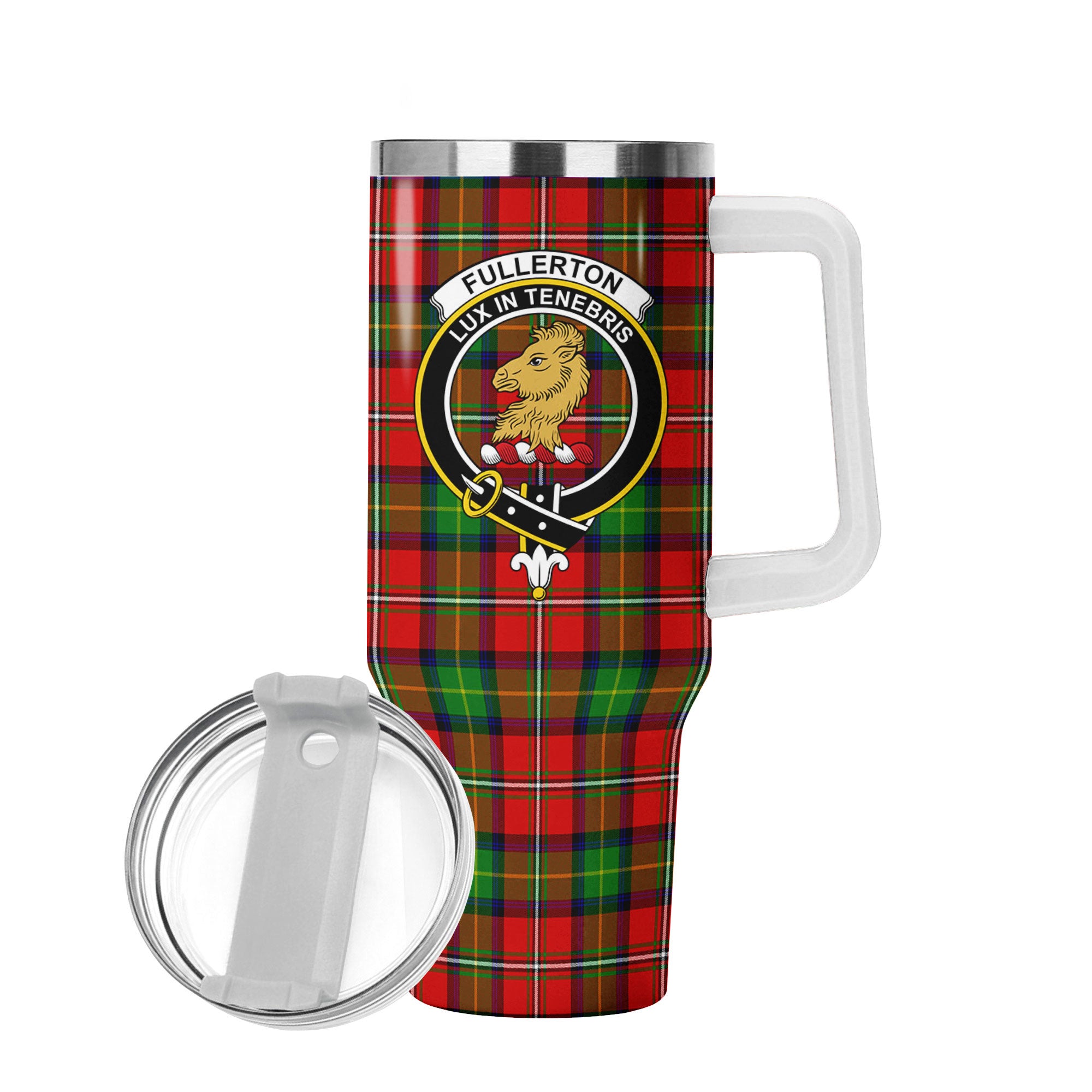 Fullerton Tartan Crest 40 oz Insulated Tumbler with Handle