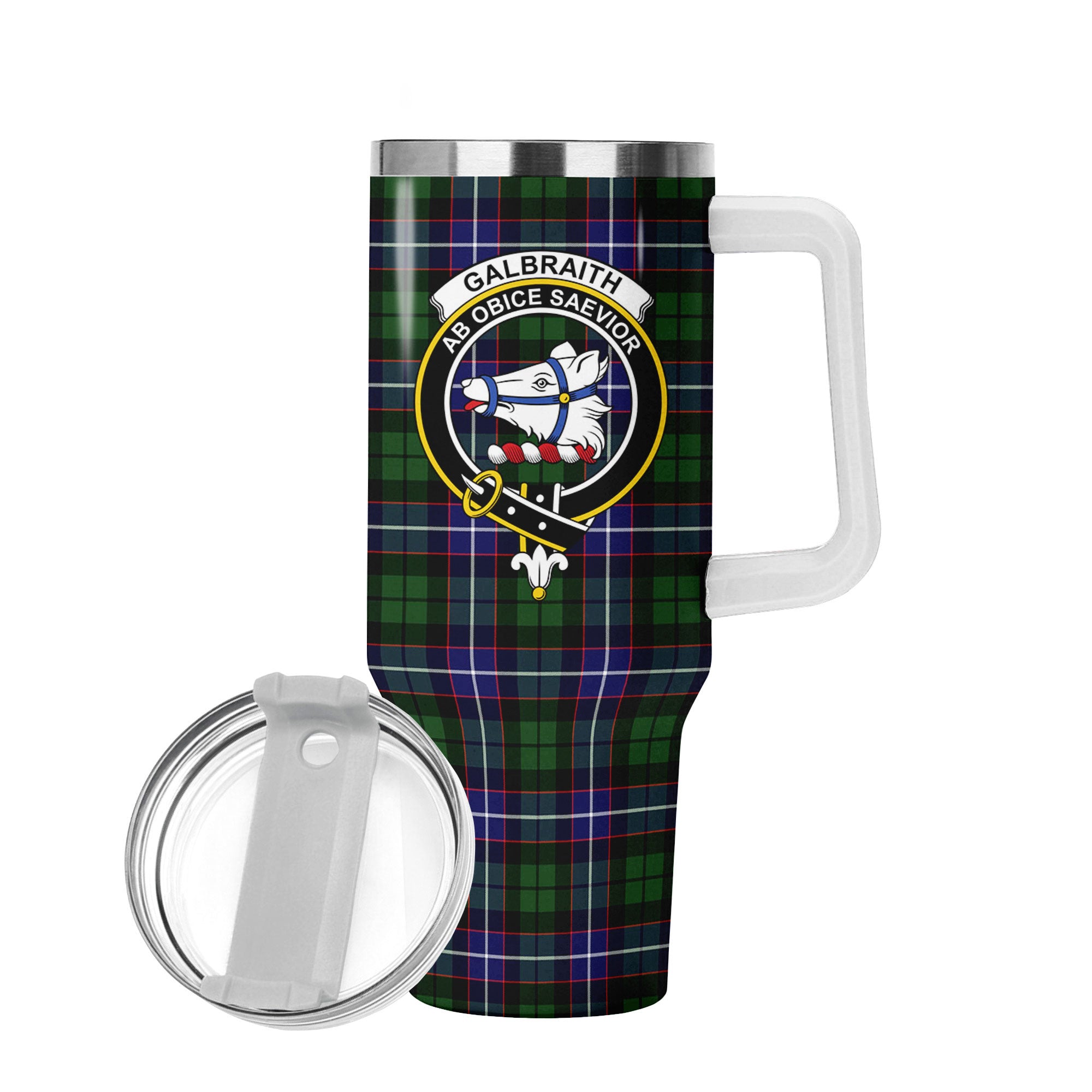 Galbraith Modern Tartan Crest 40 oz Insulated Tumbler with Handle