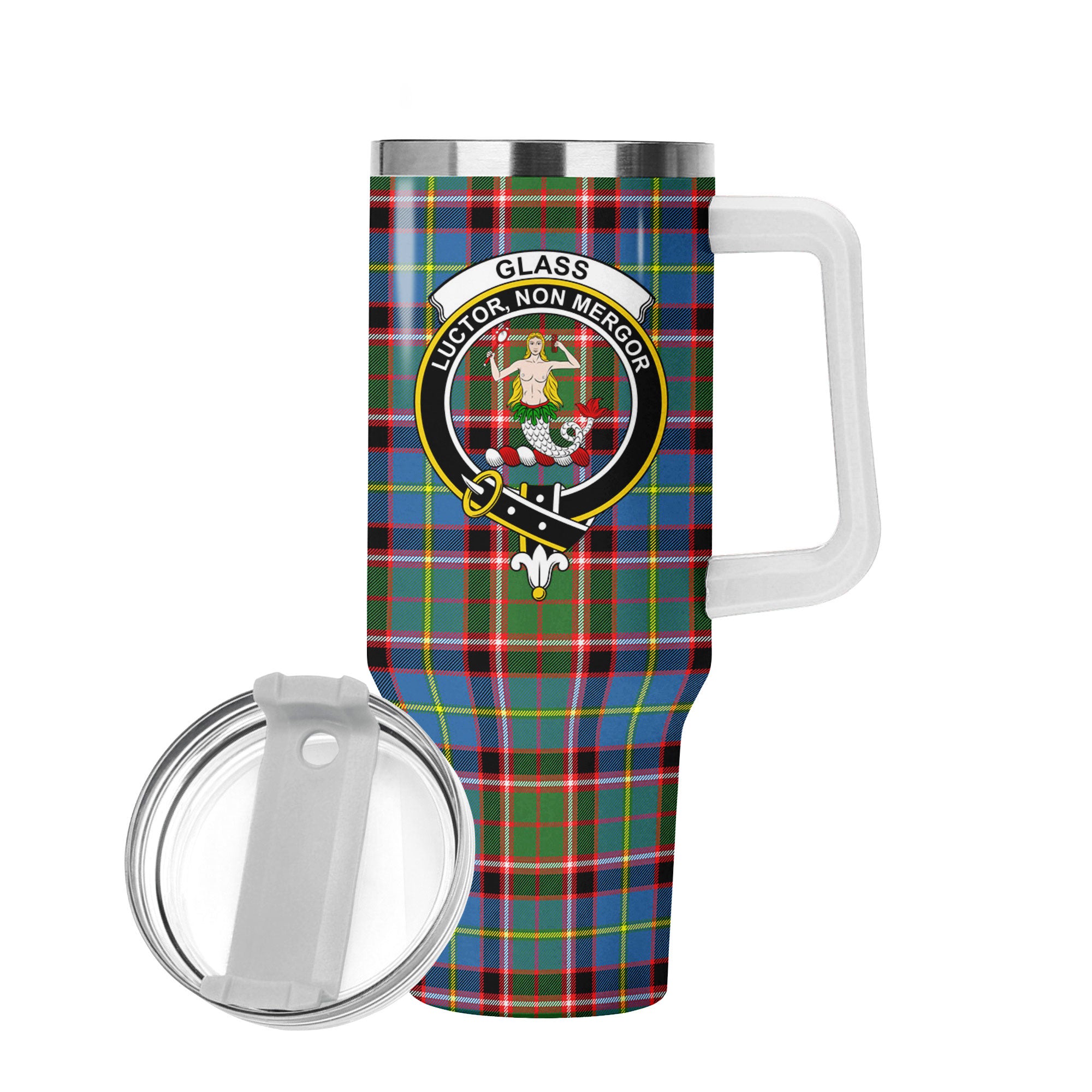 Glass Tartan Crest 40 oz Insulated Tumbler with Handle