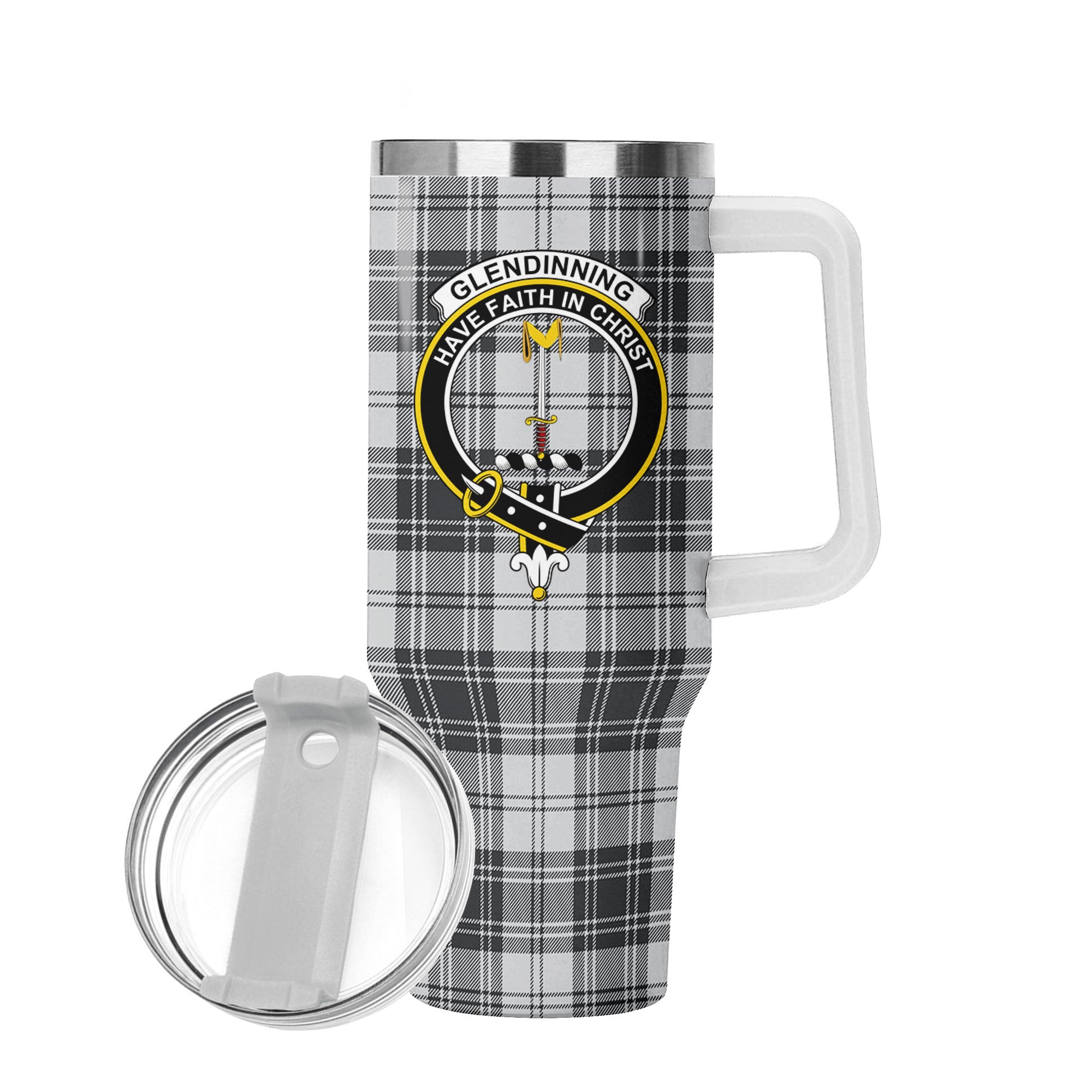 Glendinning Tartan Crest 40 oz Insulated Tumbler with Handle