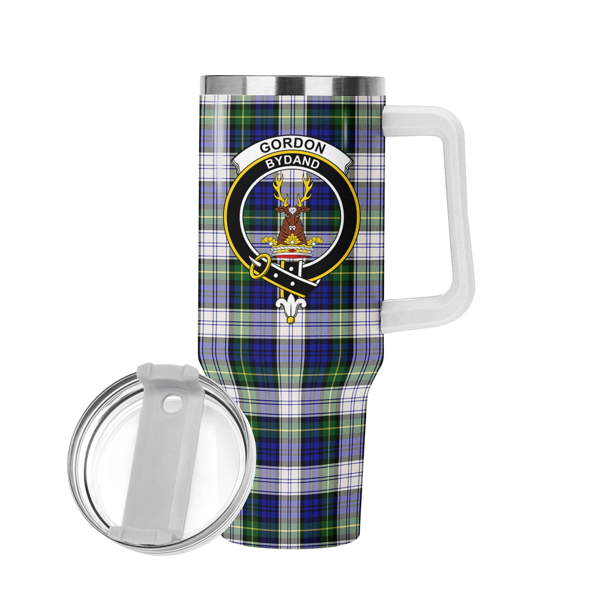 Gordon Dress Modern Tartan Crest 40 oz Insulated Tumbler with Handle