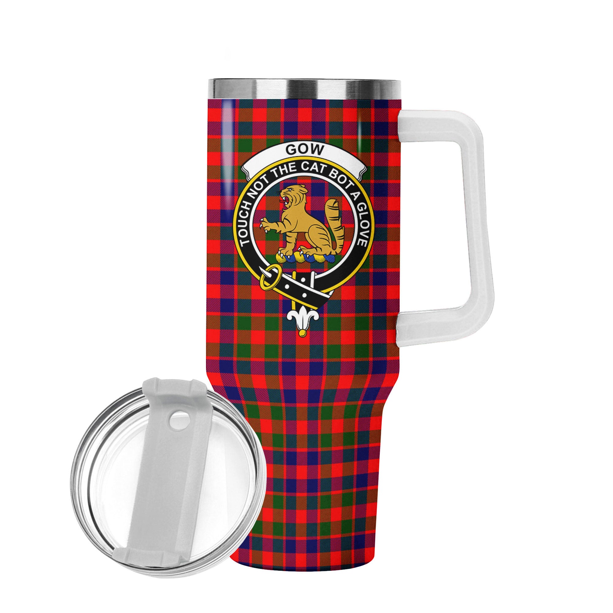 Gow (or McGouan) Tartan Crest 40 oz Insulated Tumbler with Handle