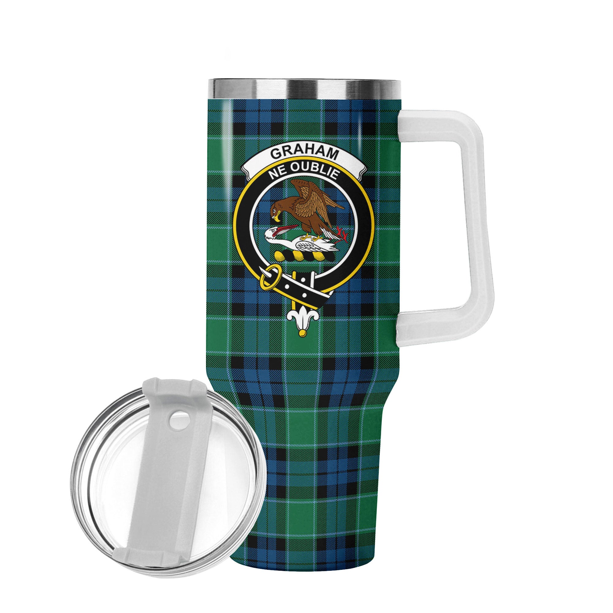 Graham of Menteith Ancient Tartan Crest 40 oz Insulated Tumbler with Handle