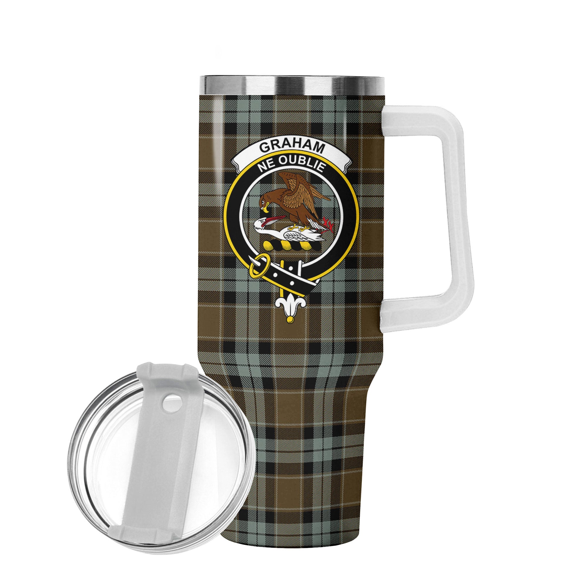 Graham of Menteith Weathered Tartan Crest 40 oz Insulated Tumbler with Handle