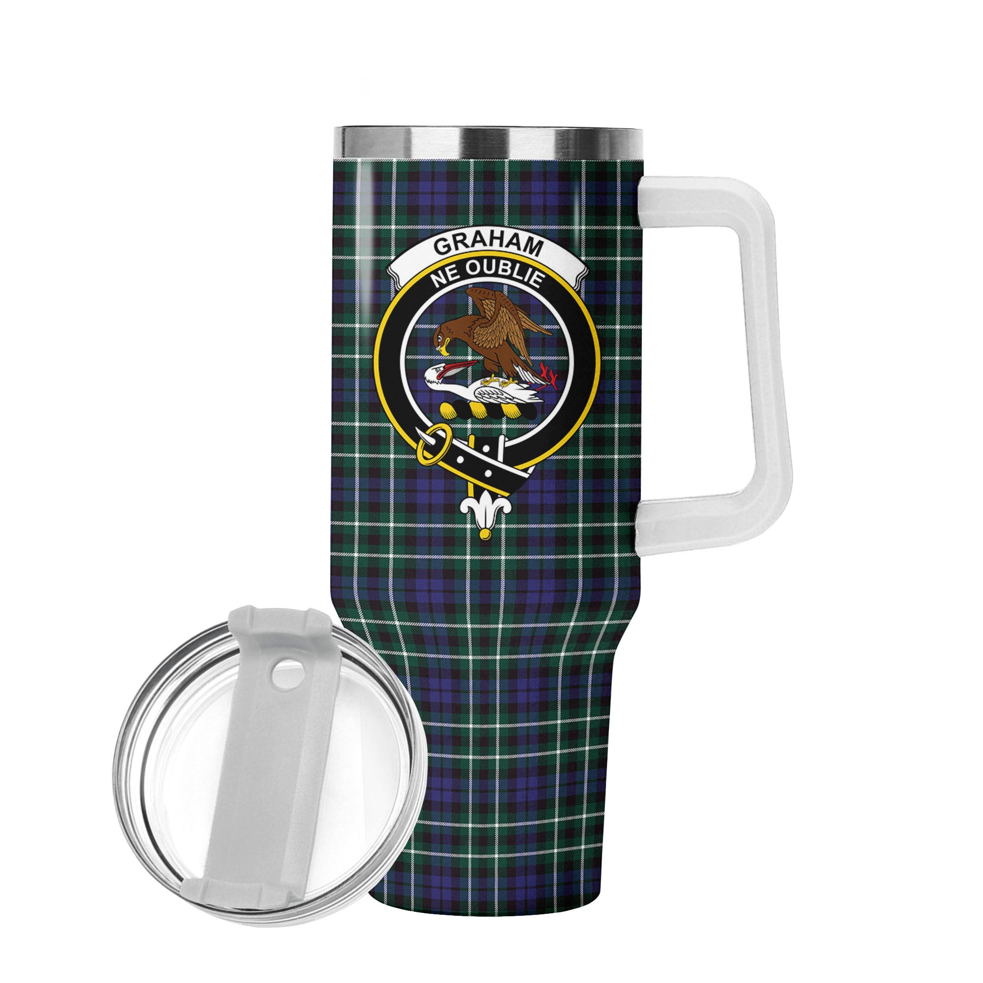 Graham of Montrose Modern Tartan Crest 40 oz Insulated Tumbler with Handle