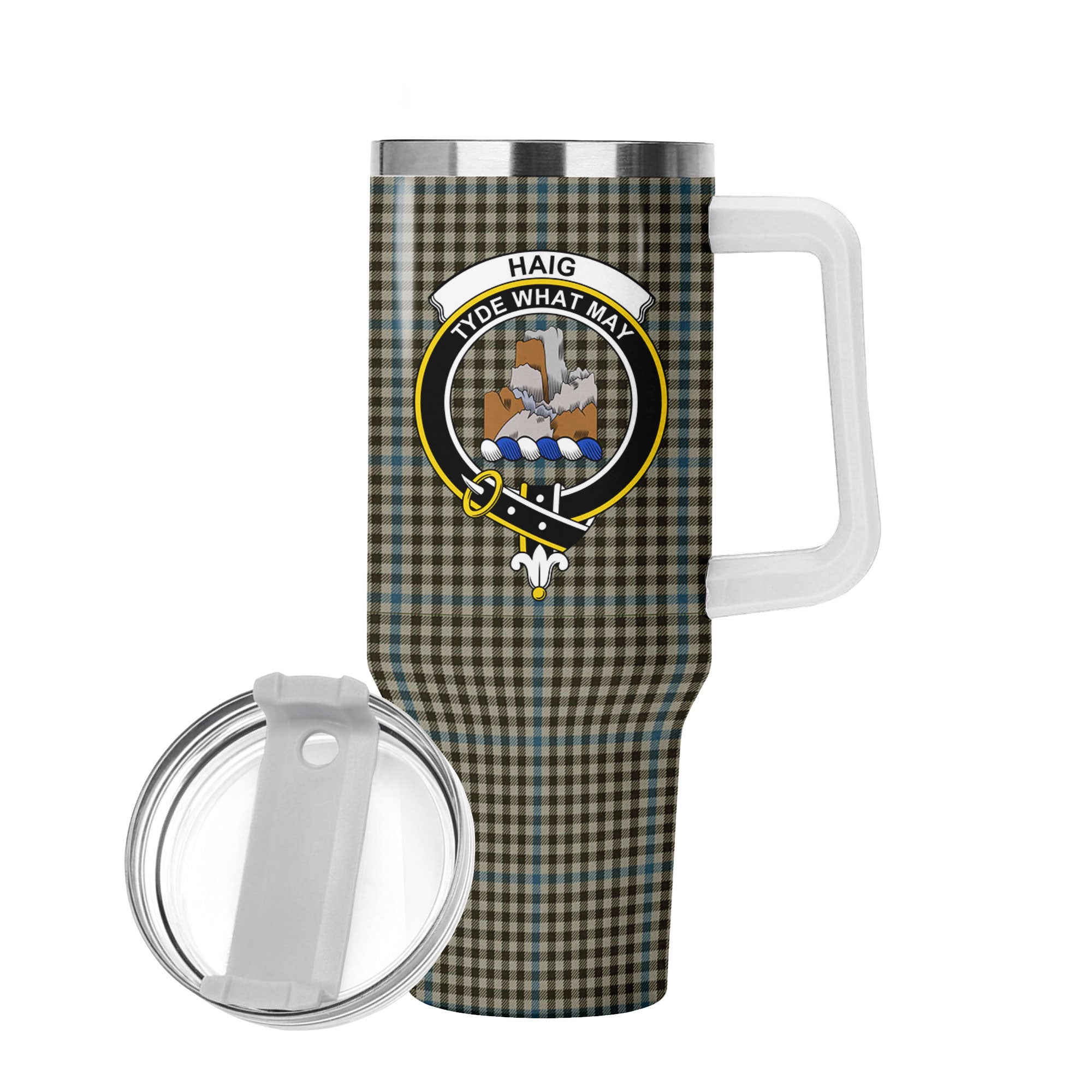 Haig Check Tartan Crest 40 oz Insulated Tumbler with Handle