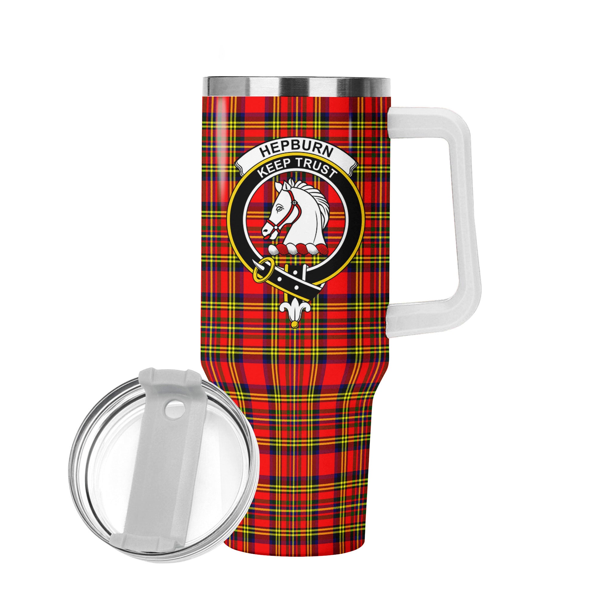 Hepburn Tartan Crest 40 oz Insulated Tumbler with Handle