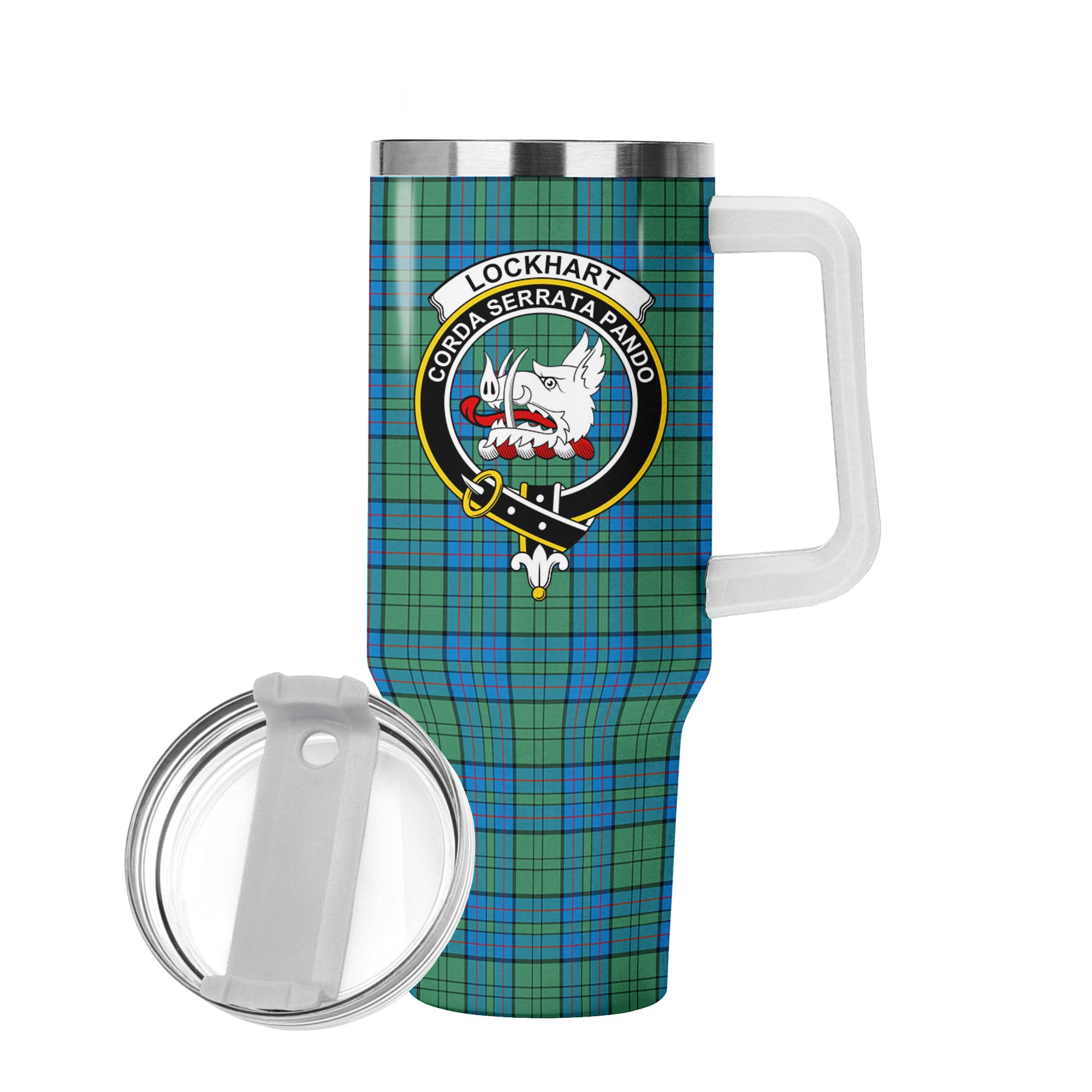 Lockhart Tartan Crest 40 oz Insulated Tumbler with Handle