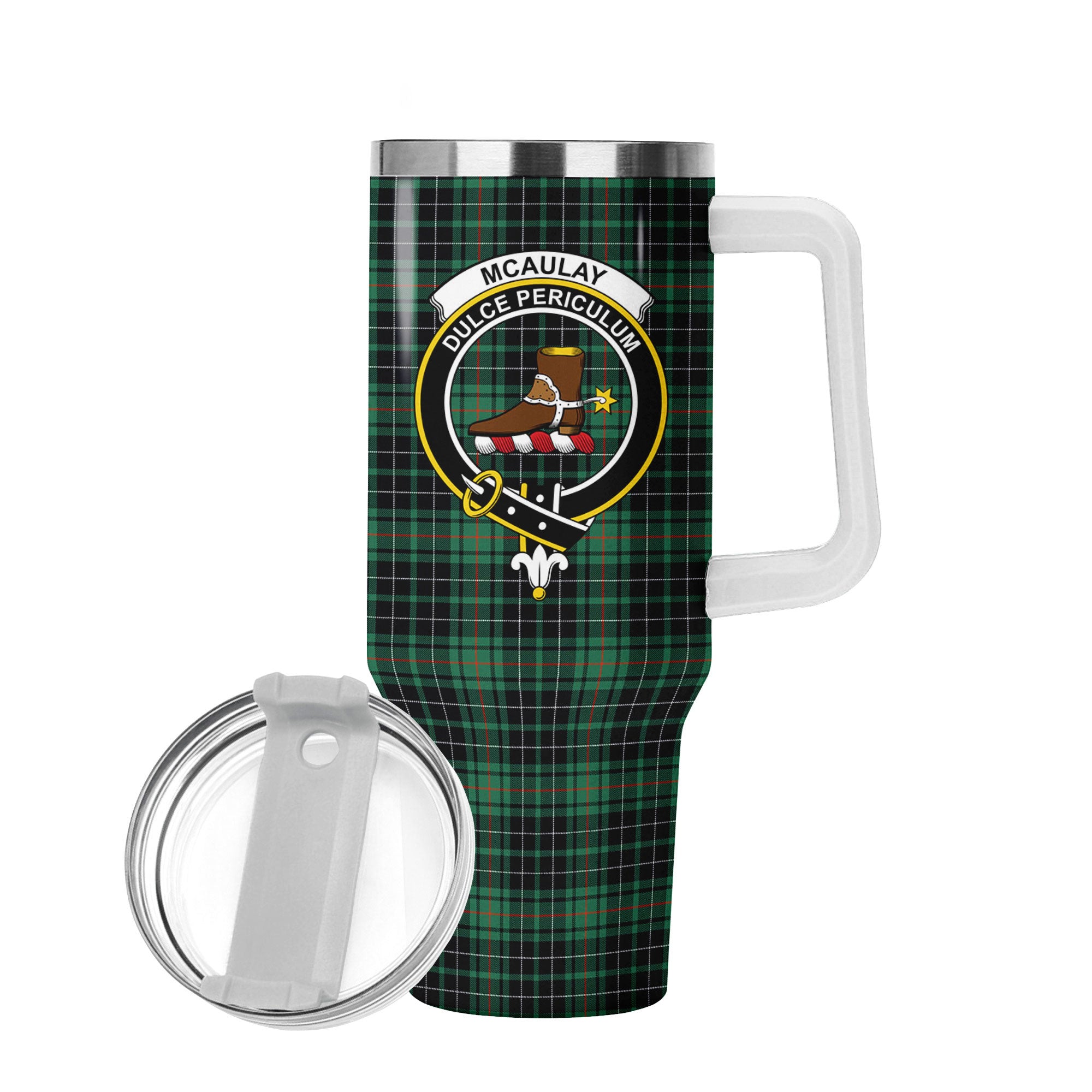 McAulay Hunting Ancient Tartan Crest 40 oz Insulated Tumbler with Handle