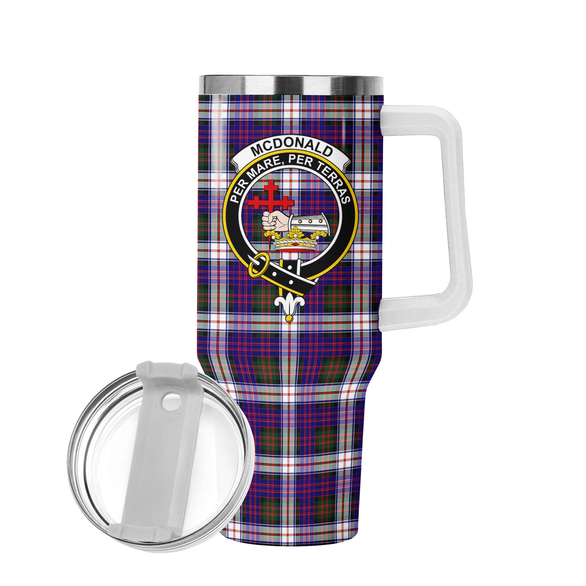 McDonald Dress Modern Tartan Crest 40 oz Insulated Tumbler with Handle