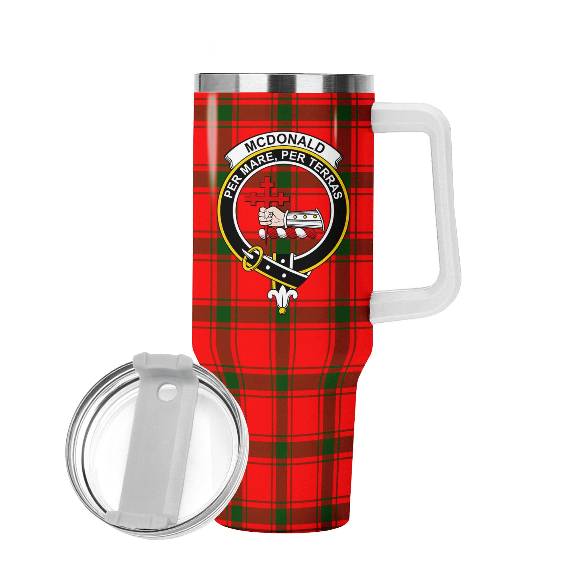 McDonald of Sleat Tartan Crest 40 oz Insulated Tumbler with Handle