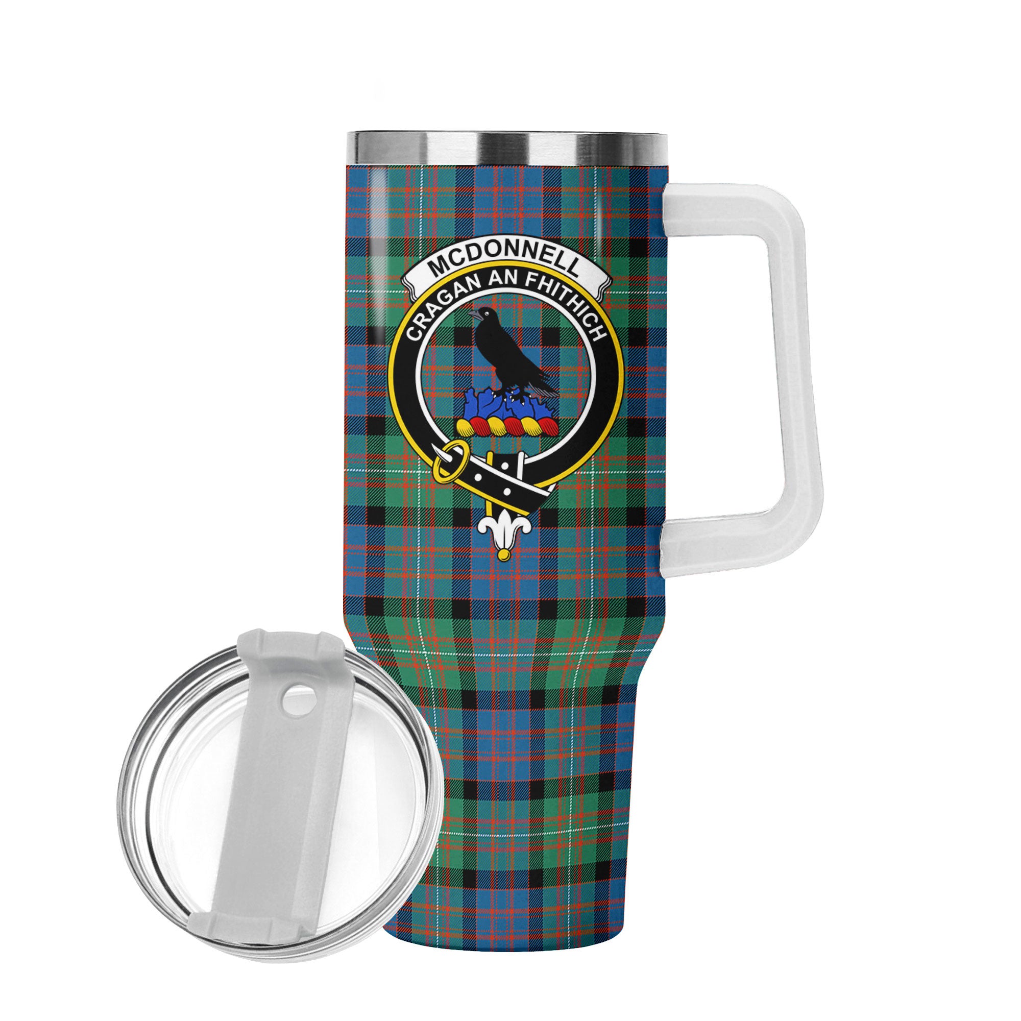 McDonnell of Glengarry Ancient Tartan Crest 40 oz Insulated Tumbler with Handle
