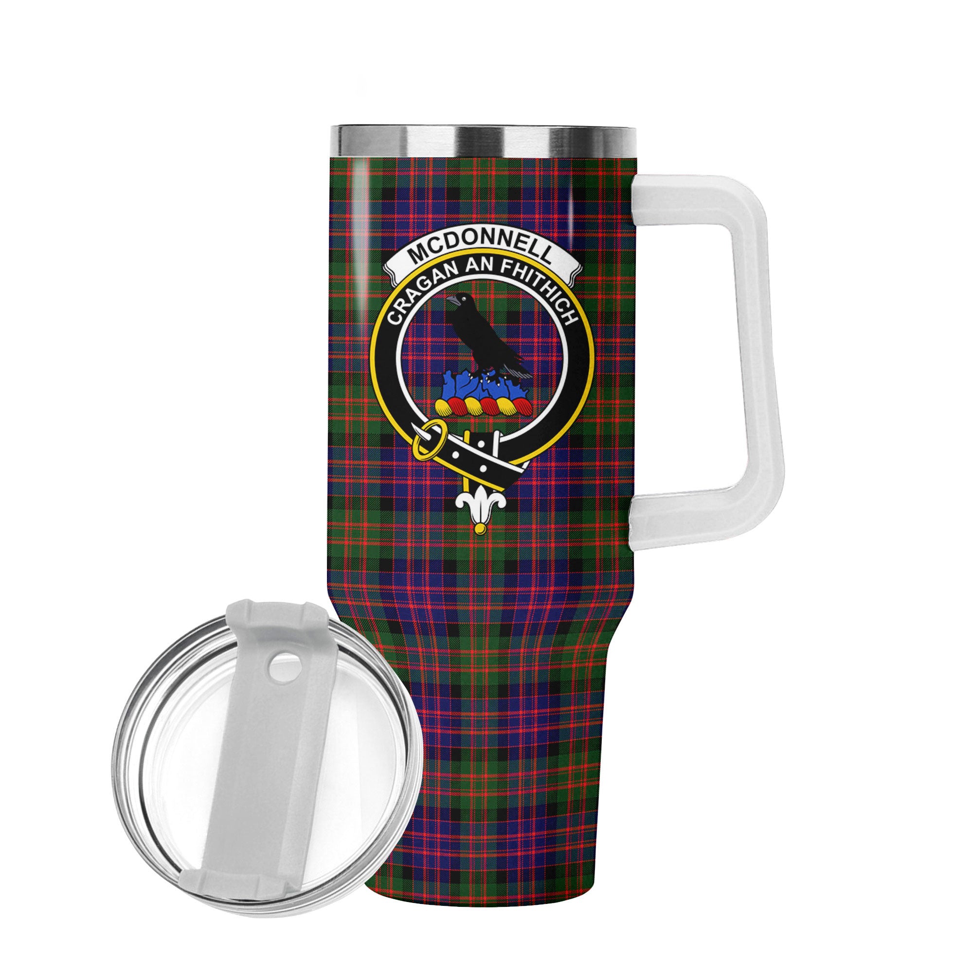 McDonnell of Glengarry Modern Tartan Crest 40 oz Insulated Tumbler with Handle