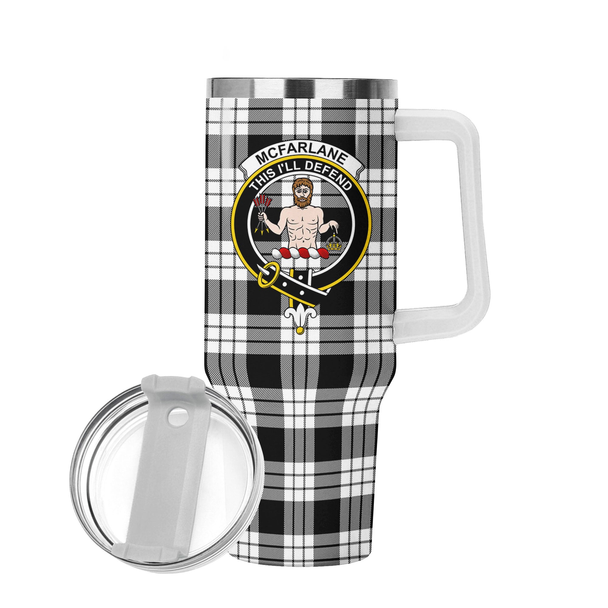 McFarlane Black - White Tartan Crest 40 oz Insulated Tumbler with Handle