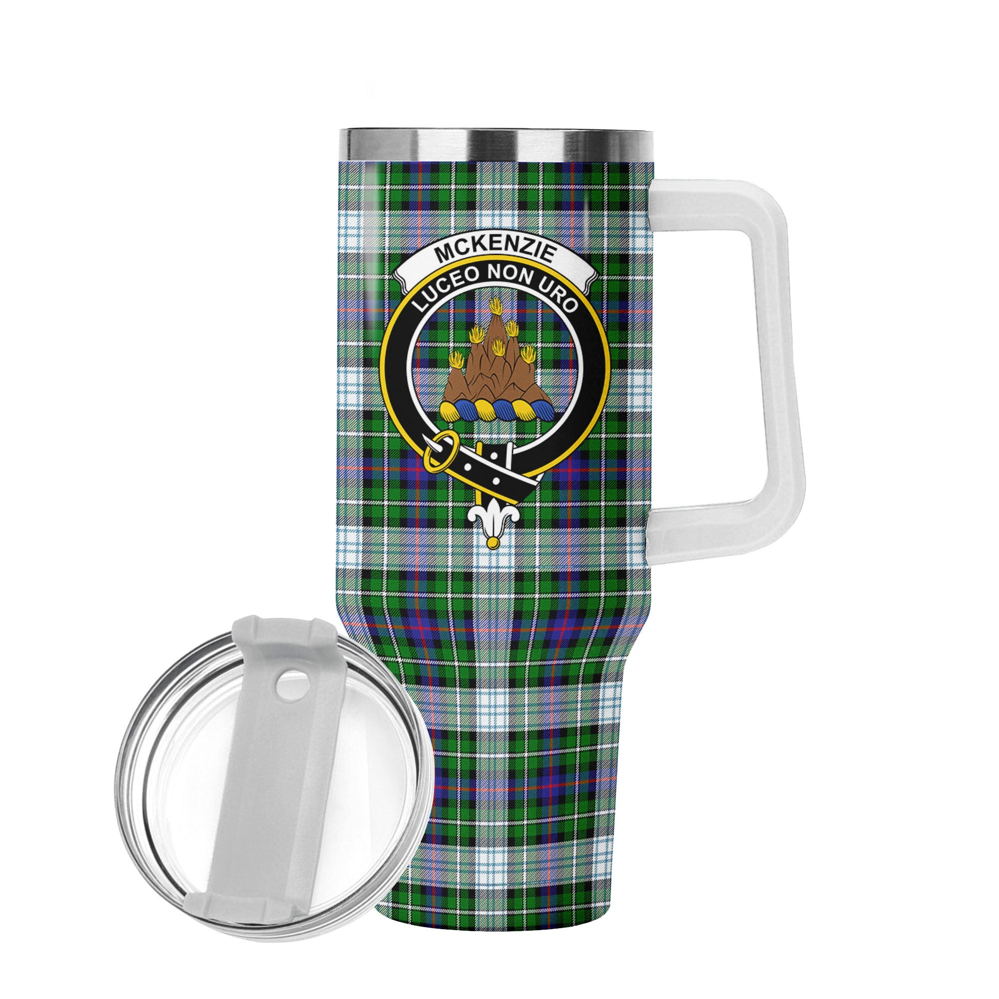 McKenzie Dress Modern Tartan Crest 40 oz Insulated Tumbler with Handle