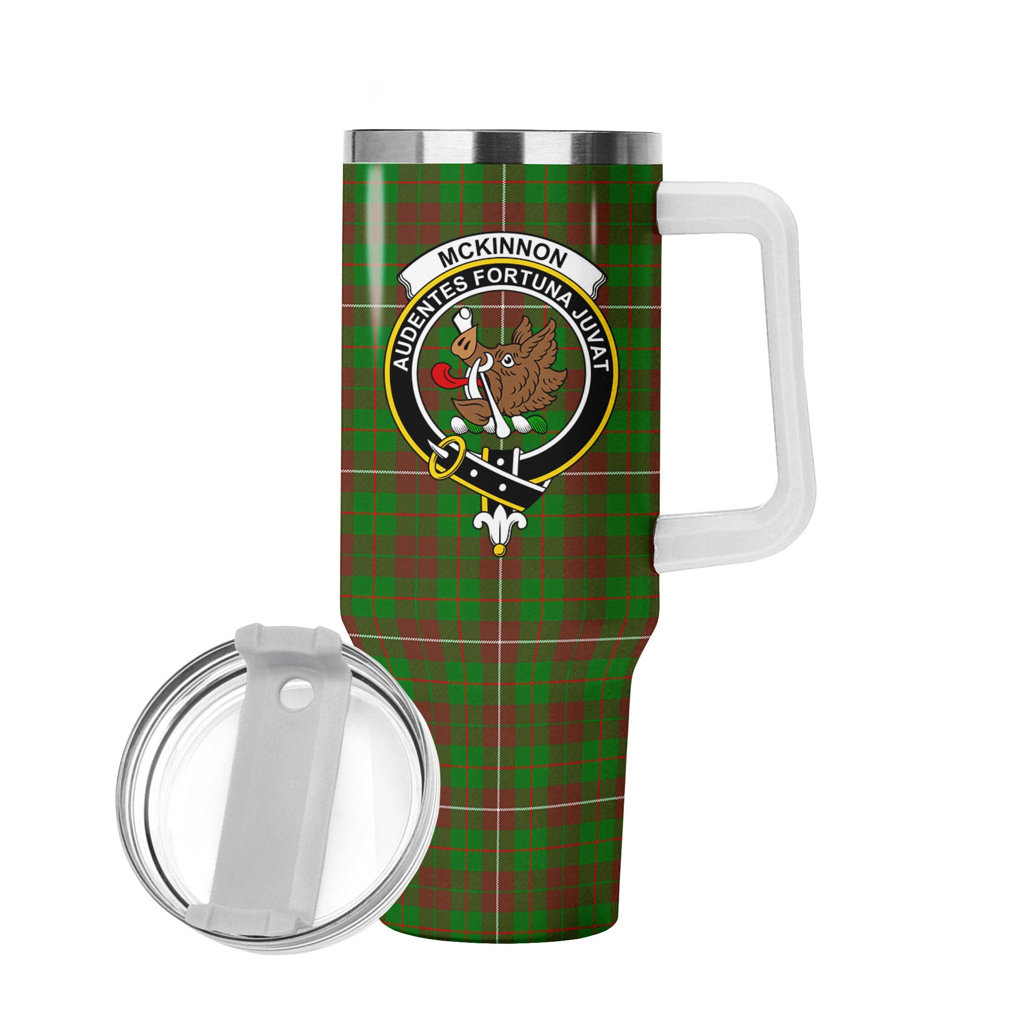 McKinnon Hunting Modern Tartan Crest 40 oz Insulated Tumbler with Handle